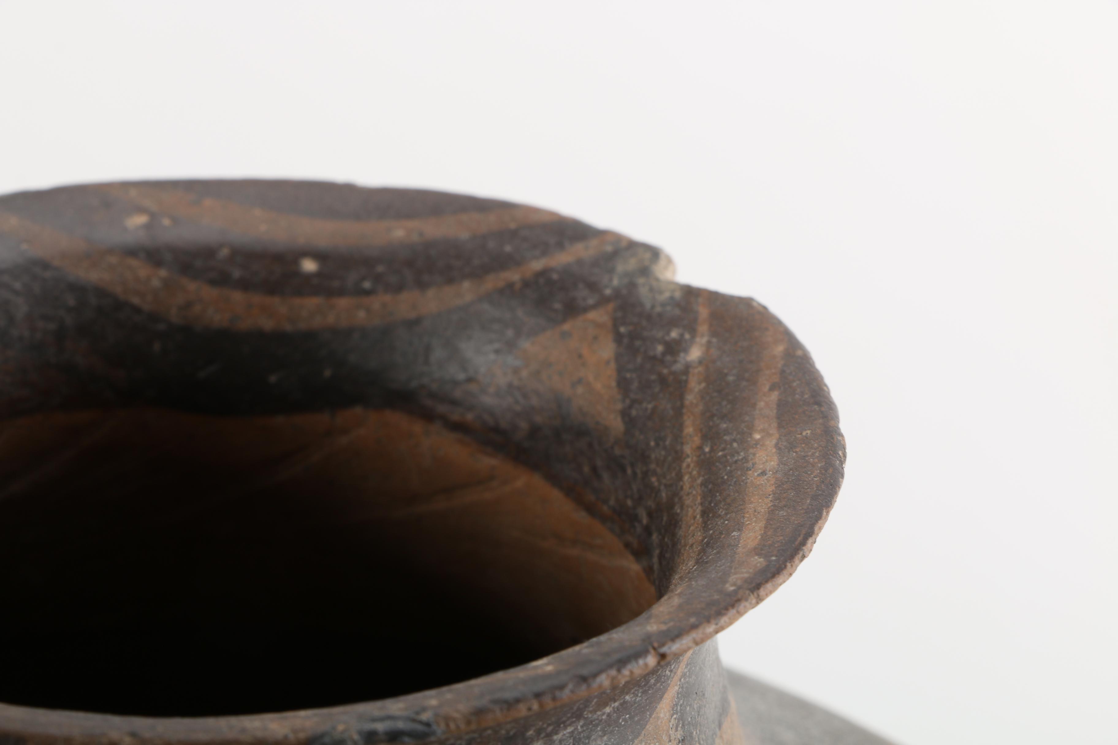 South American Style Polychrome Pottery Collared Vase