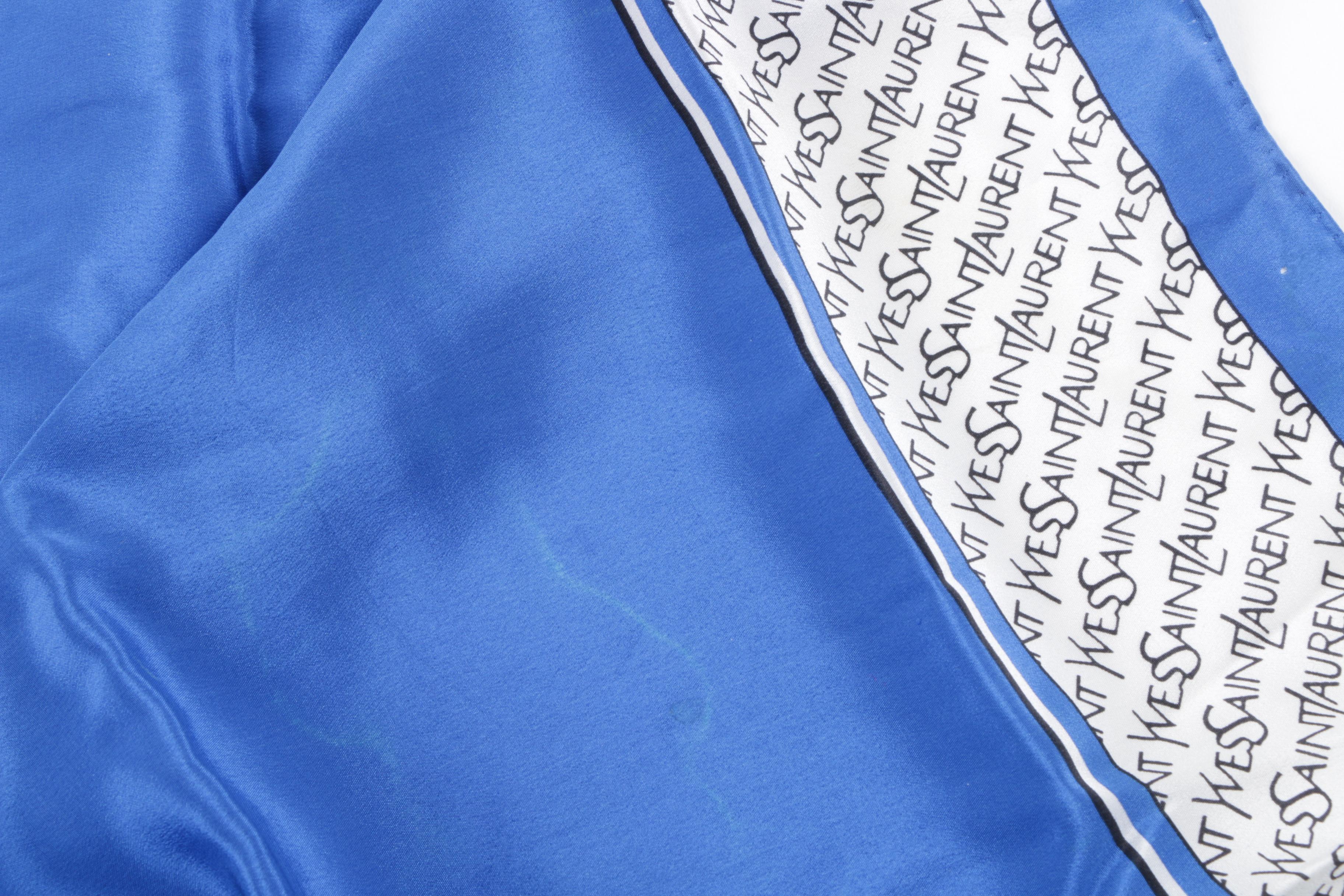 Yves Saint Laurent Signature Print Silk Scarf with Hand-Stitched Hem