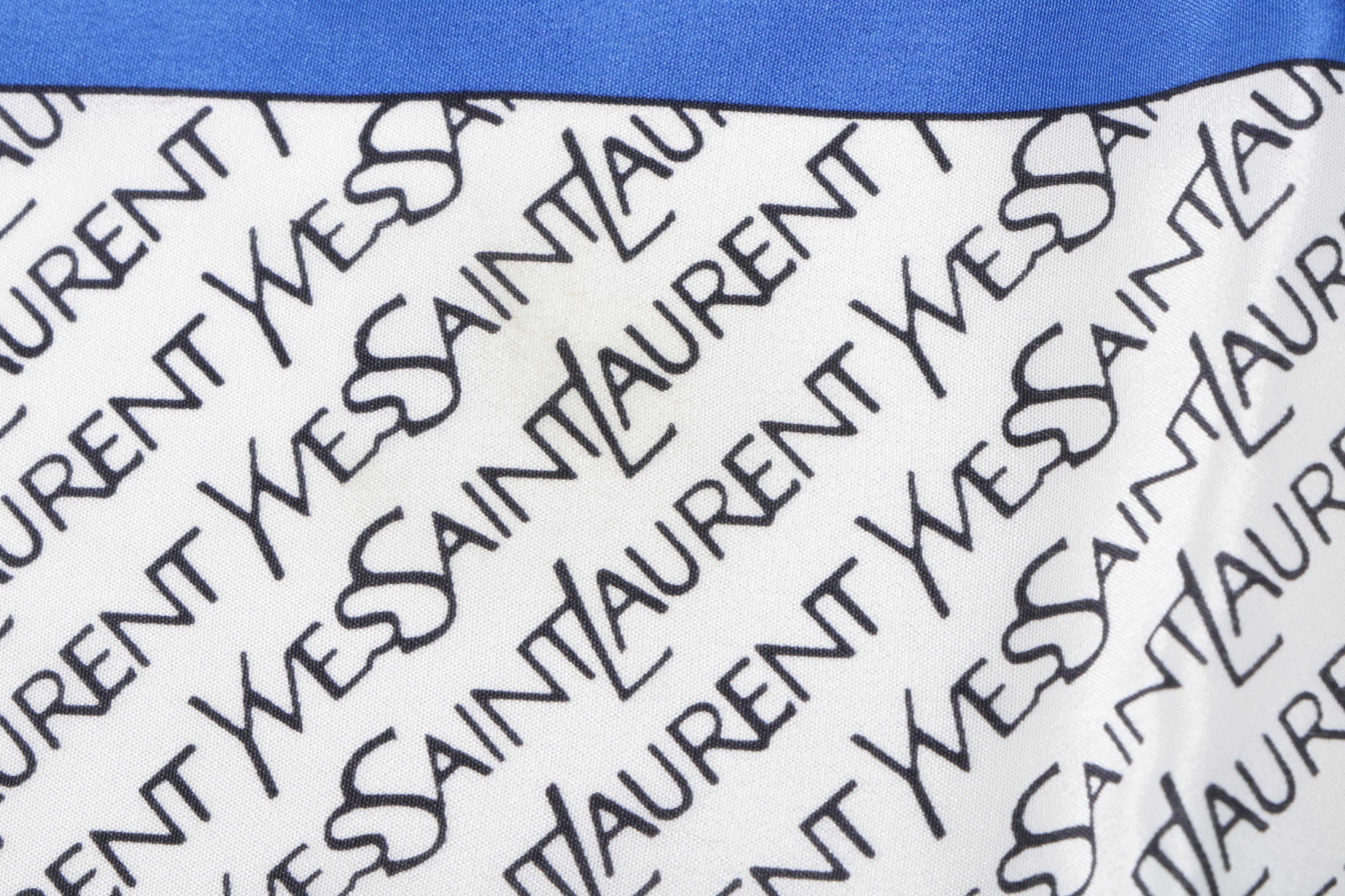 Yves Saint Laurent Signature Print Silk Scarf with Hand-Stitched Hem