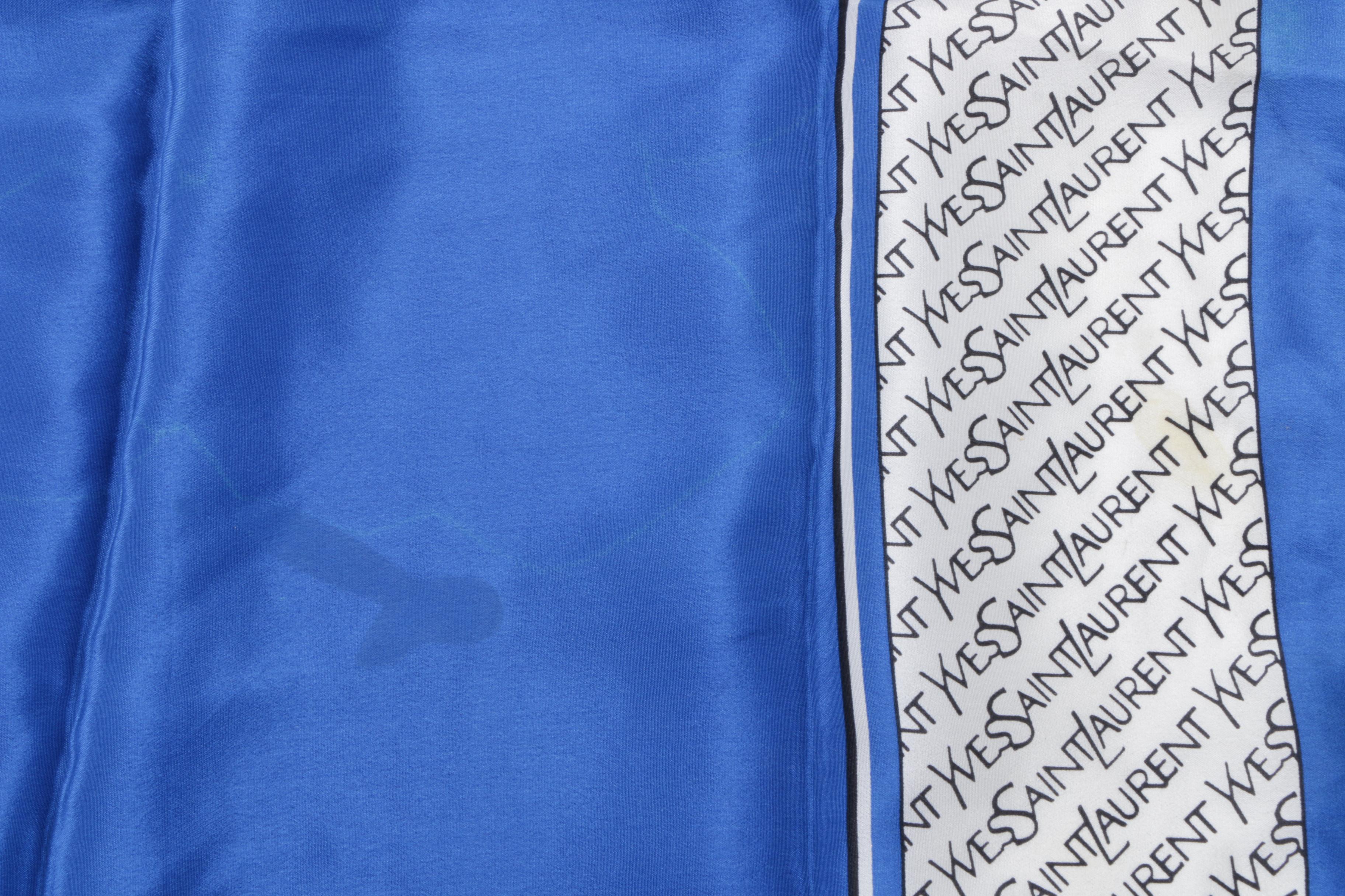 Yves Saint Laurent Signature Print Silk Scarf with Hand-Stitched Hem