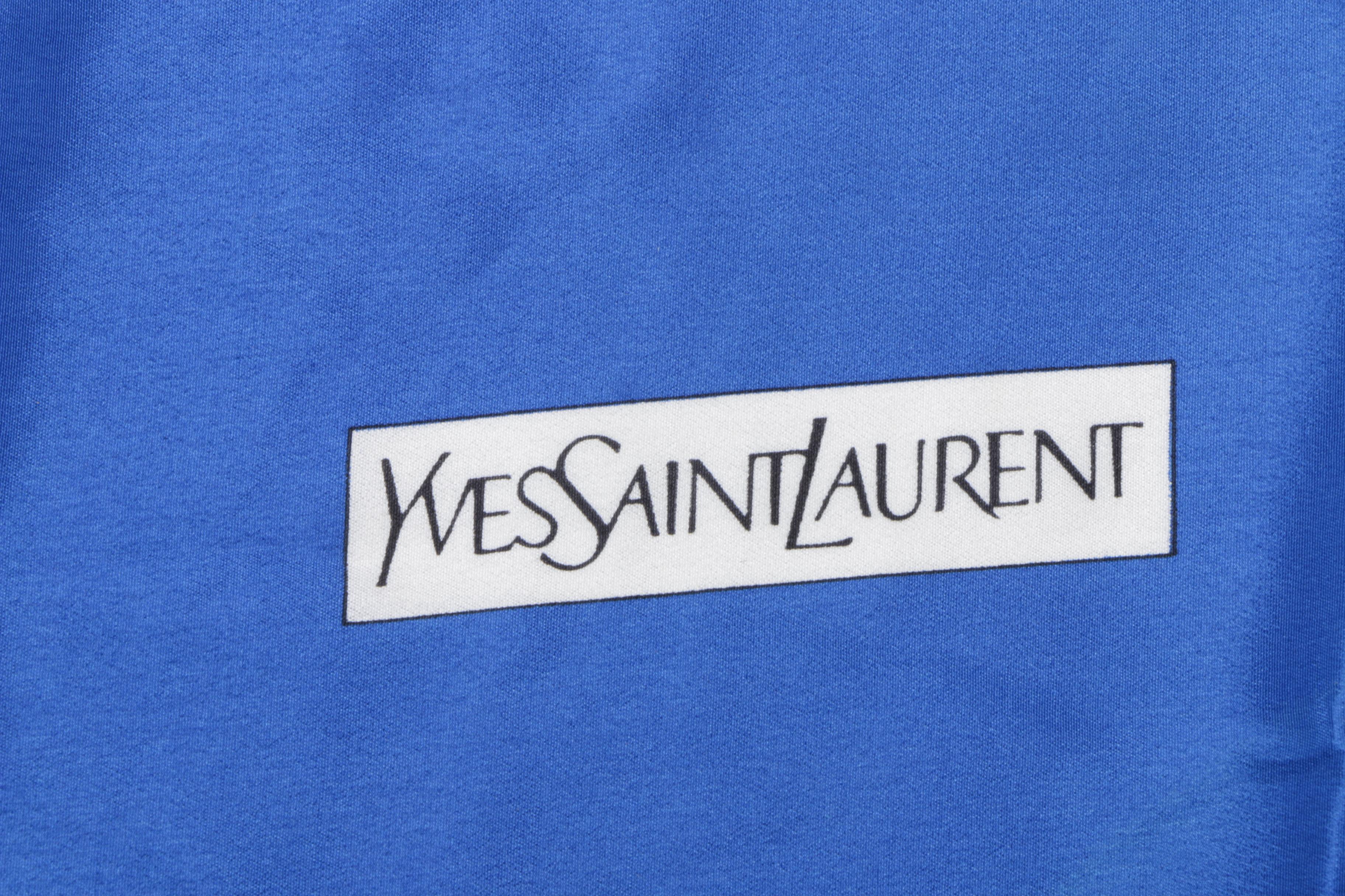 Yves Saint Laurent Signature Print Silk Scarf with Hand-Stitched Hem