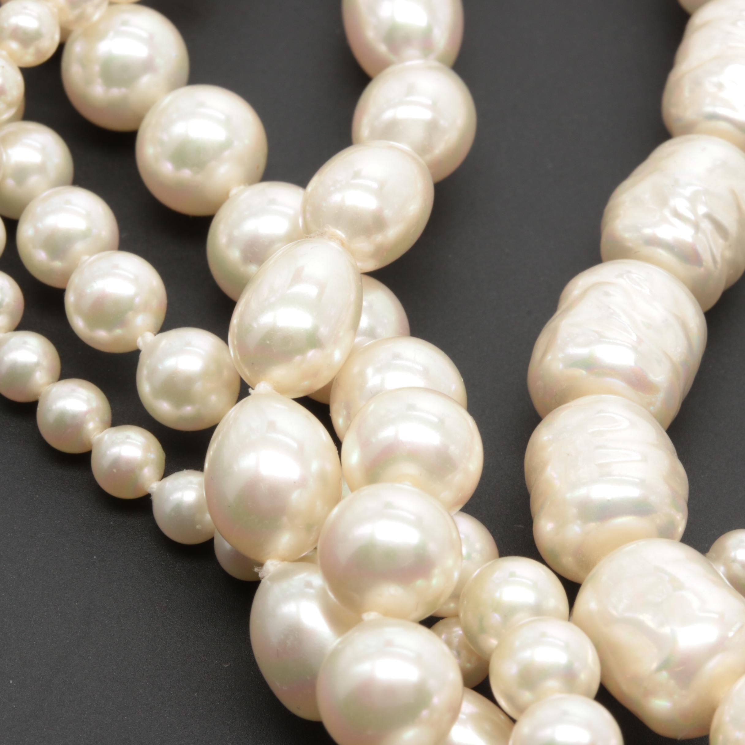 Sterling Silver Majorica Imitation Pearl and Cubic Zirconia Jewelry Assortment