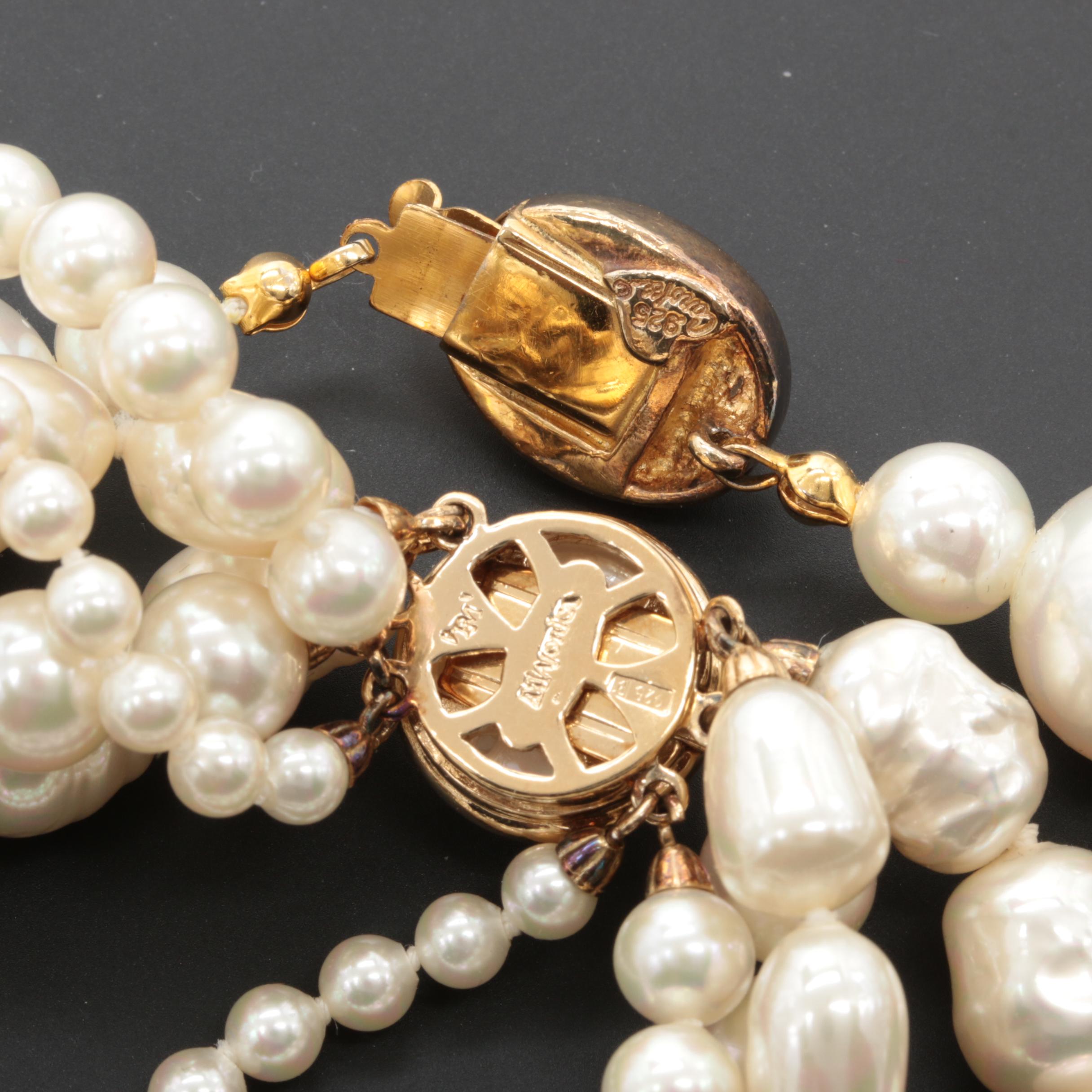 Sterling Silver Majorica Imitation Pearl and Cubic Zirconia Jewelry Assortment