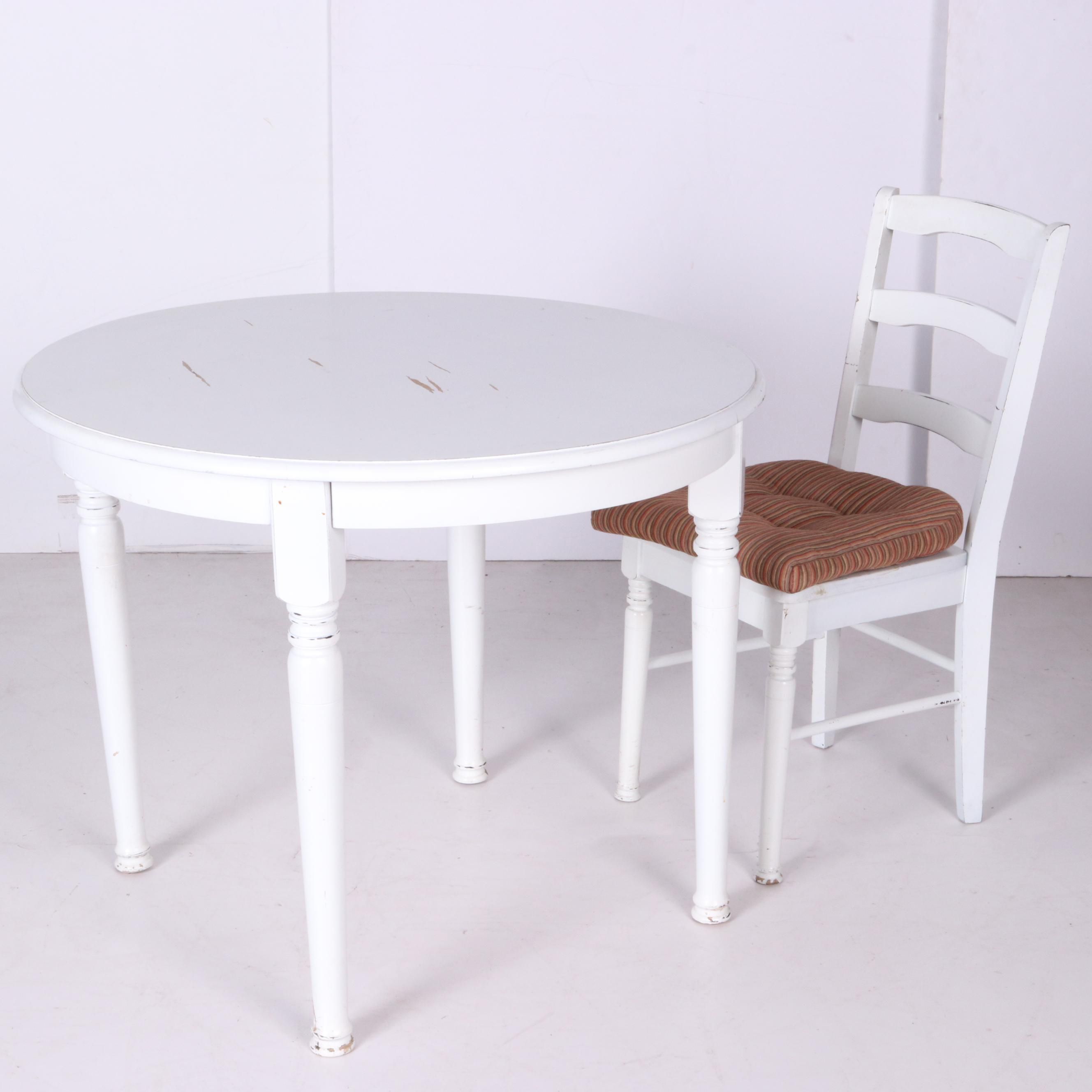 Contemporary White Painted Table with Side Chair