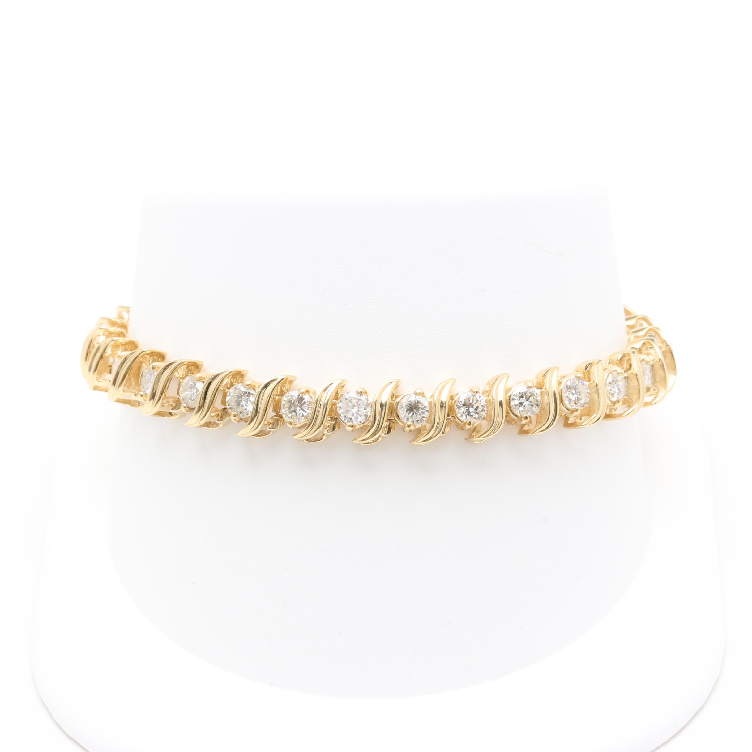 14K Yellow Gold 5.10 CTW Diamond Bracelet
