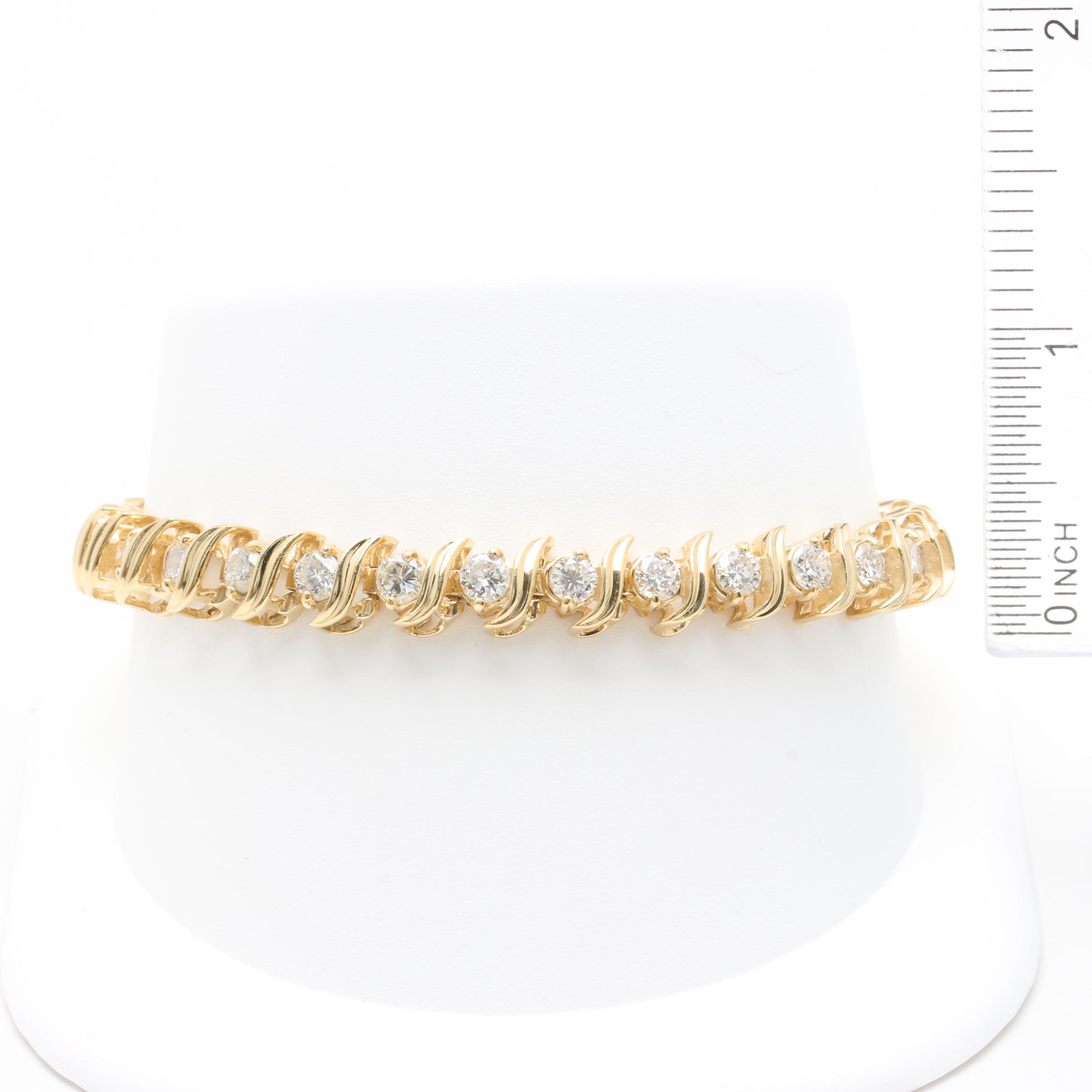 14K Yellow Gold 5.10 CTW Diamond Bracelet