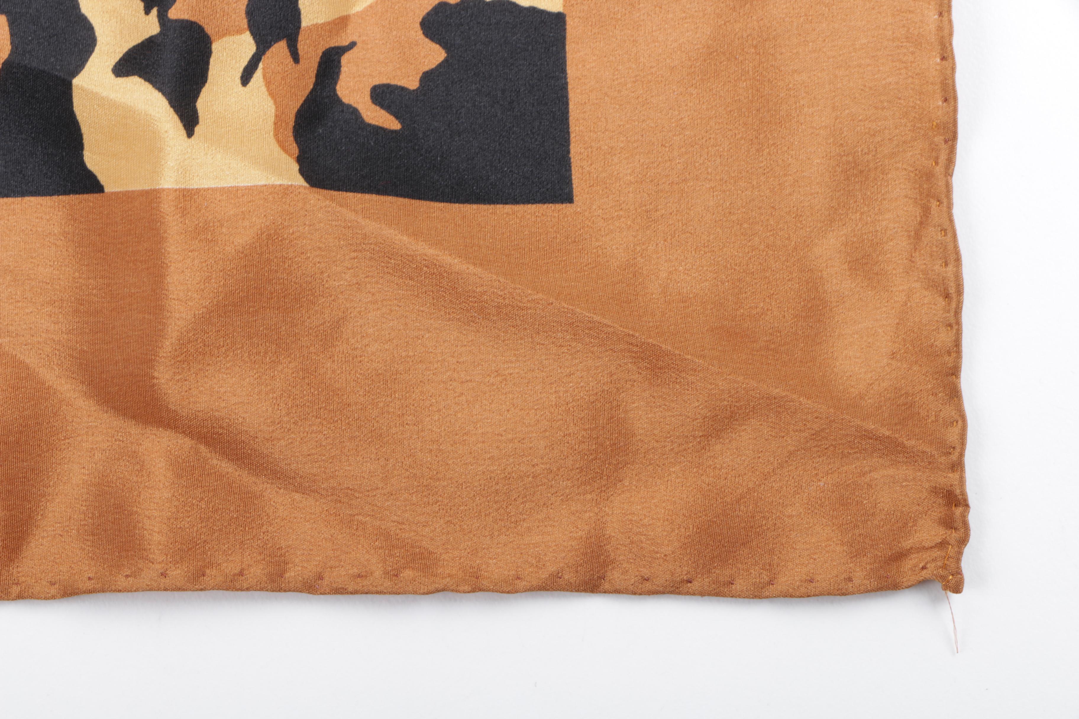 Yves Saint Laurent Leopard Print Silk Scarf with Hand-Stitched Hem