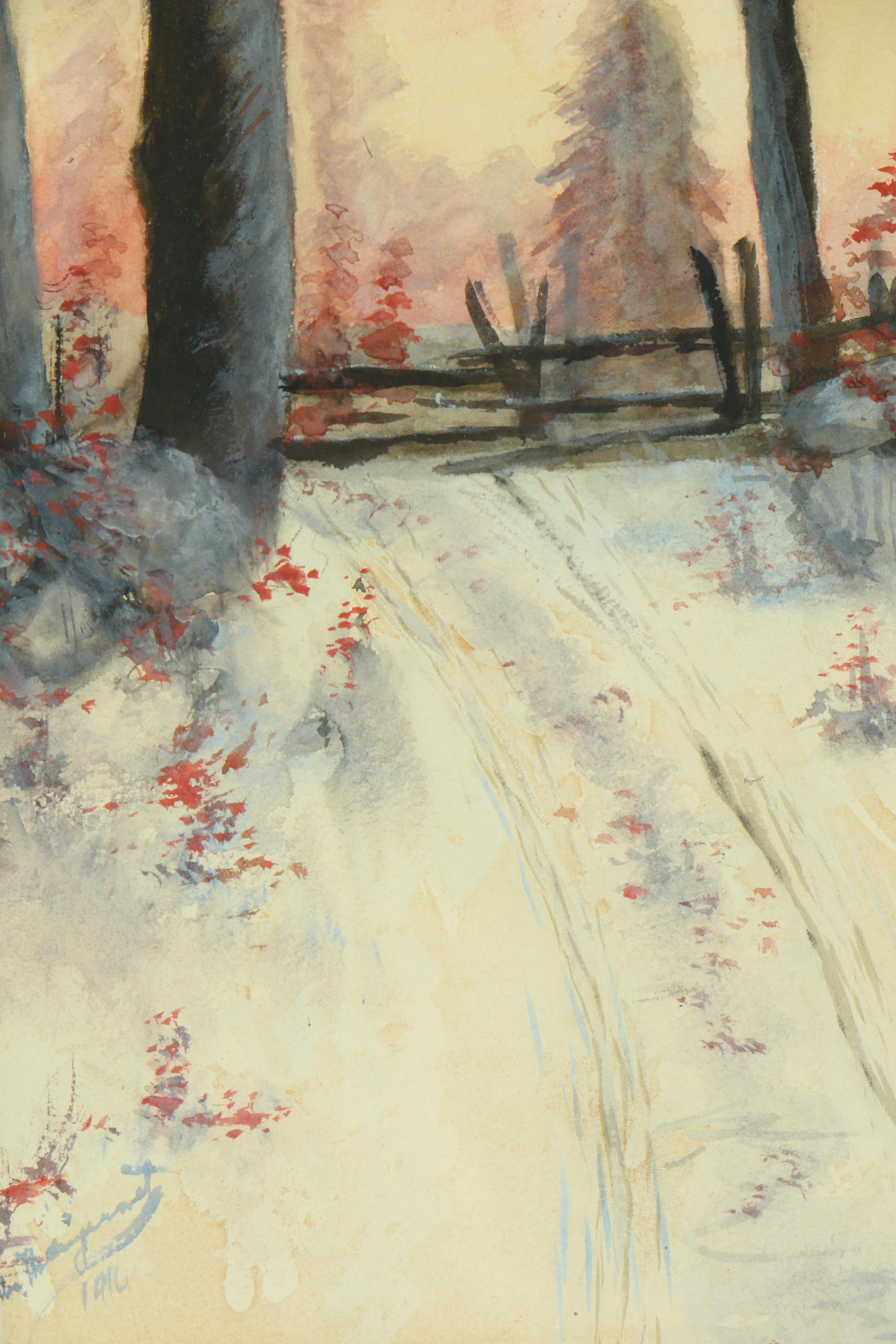 1916 Landscape Watercolor Painting