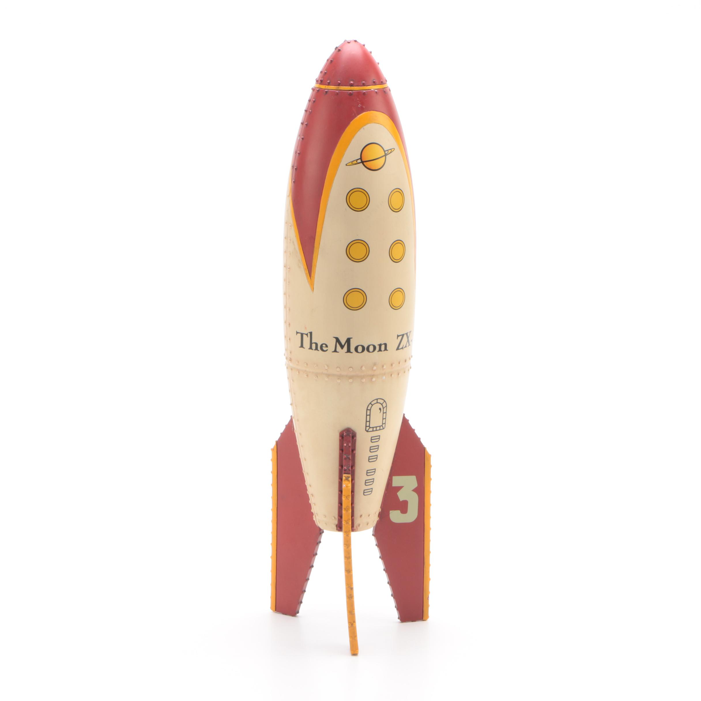Von Braun "ZX-1" Moon Rocket Spaceship Mahogany Kiln Dry Hand-Painted Wood Model