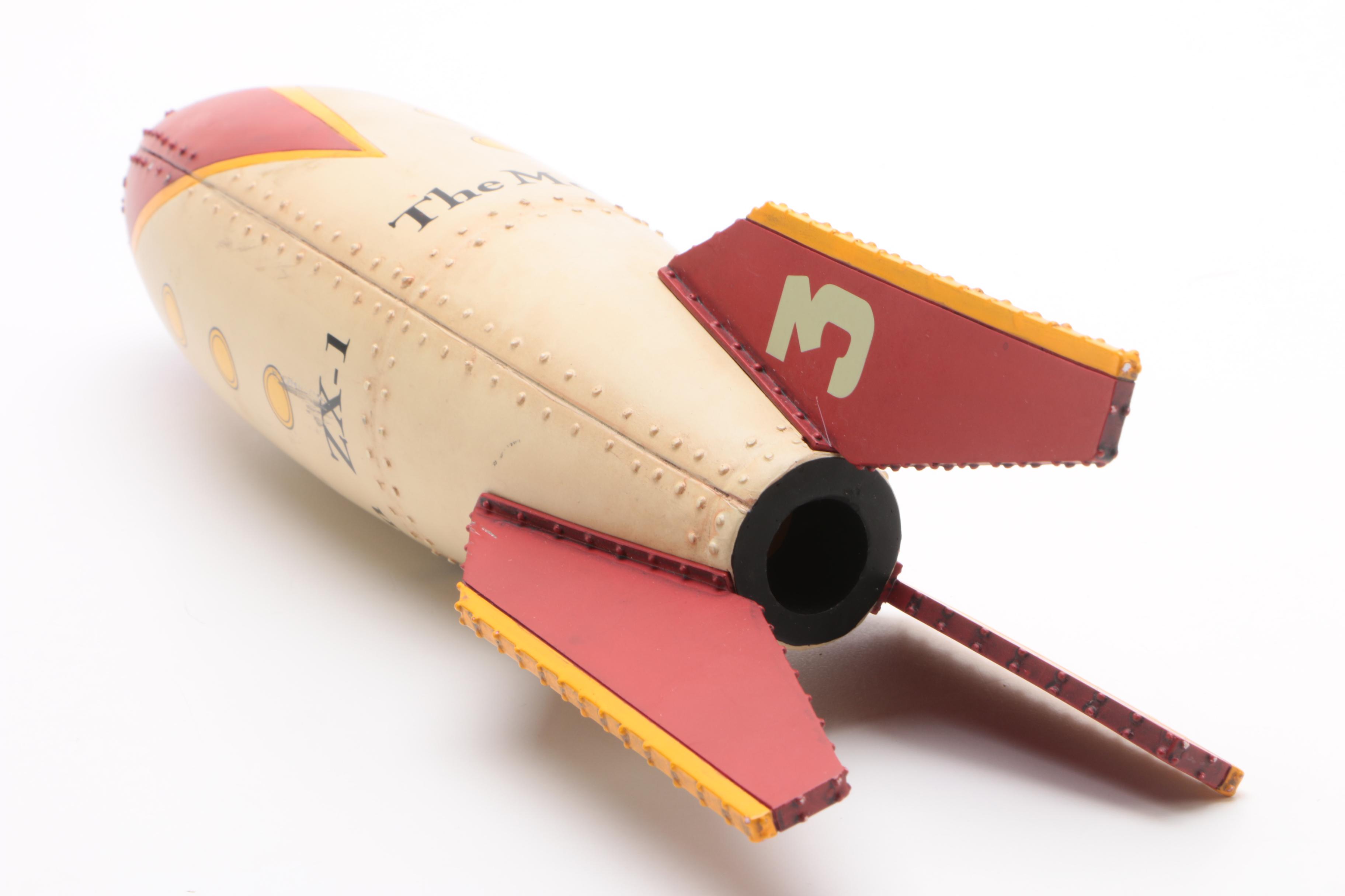 Von Braun "ZX-1" Moon Rocket Spaceship Mahogany Kiln Dry Hand-Painted Wood Model