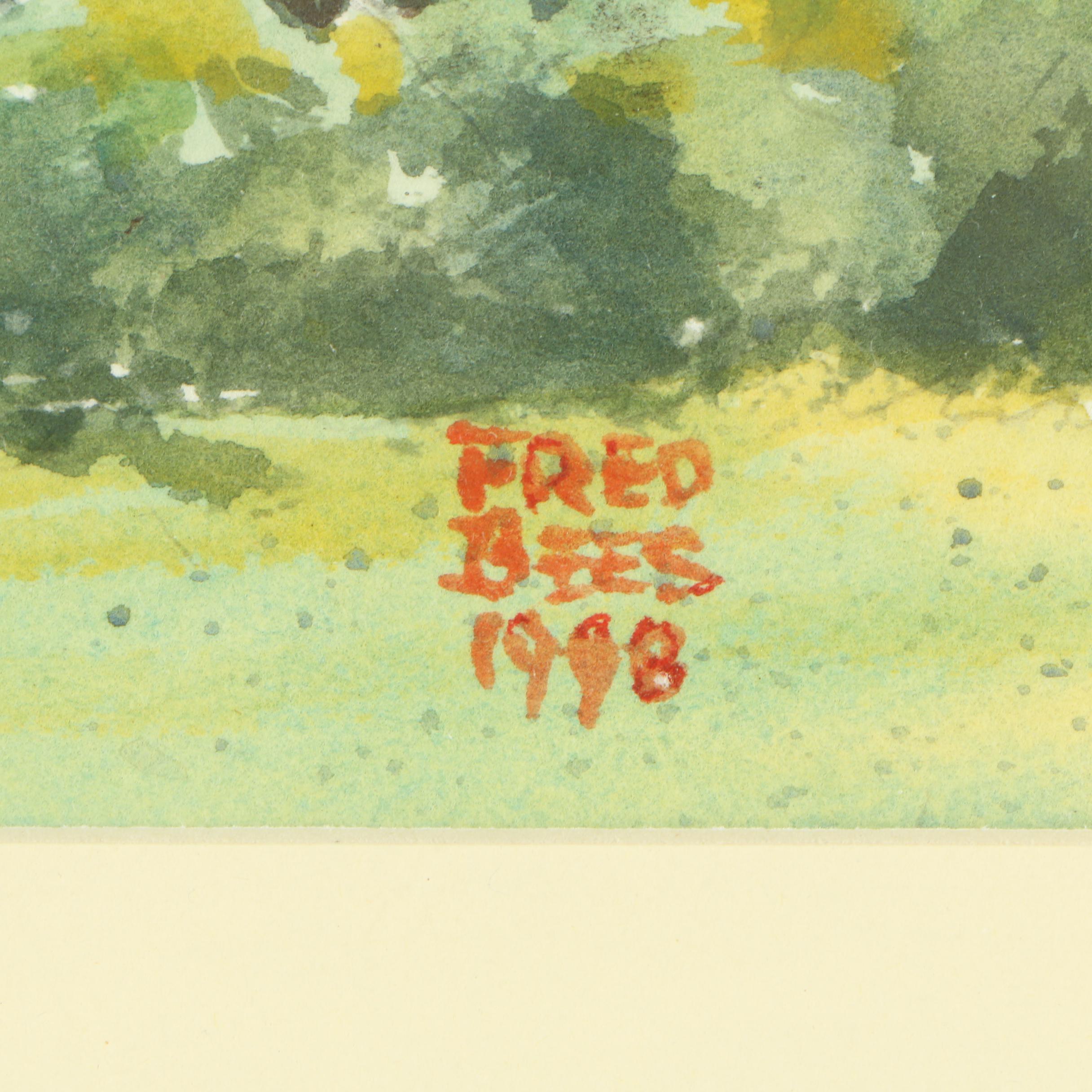 Fred Bees 1998 Watercolor Landscape Painting on Paper