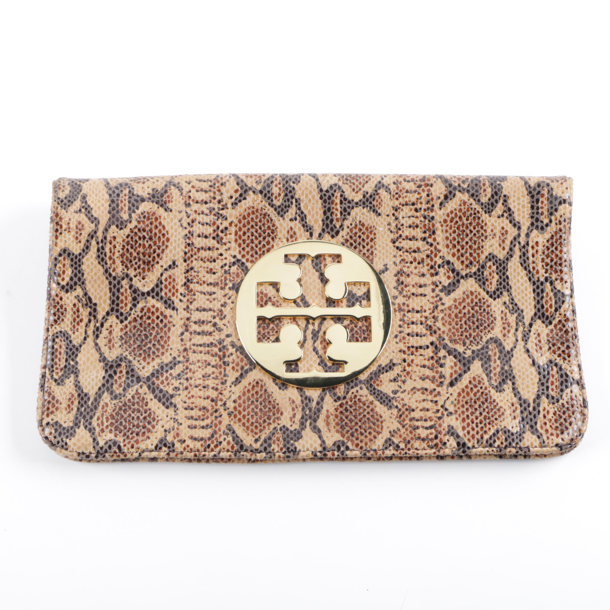 Tory Burch Audra Reva Python Embossed Clutch