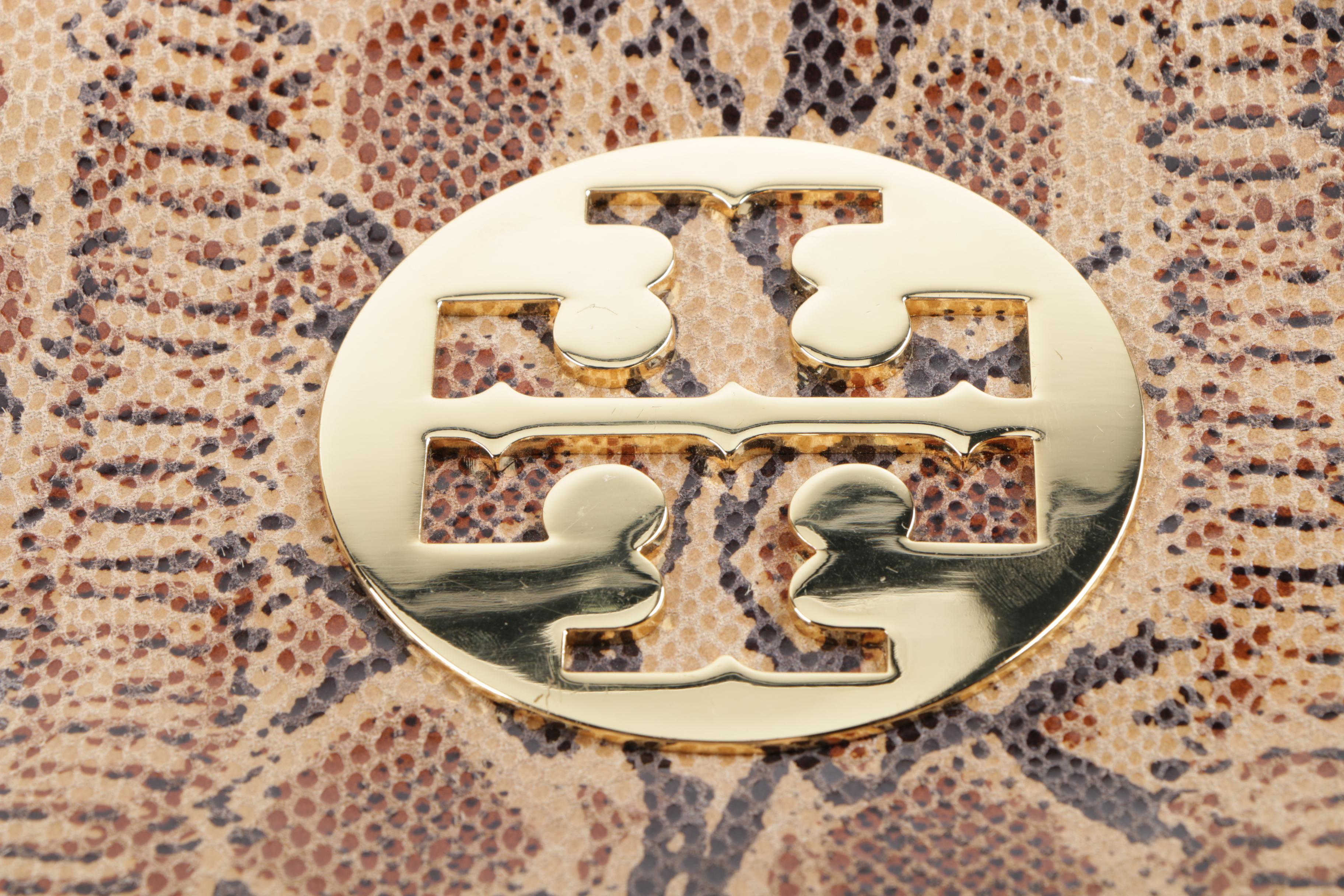 Tory Burch Audra Reva Python Embossed Clutch