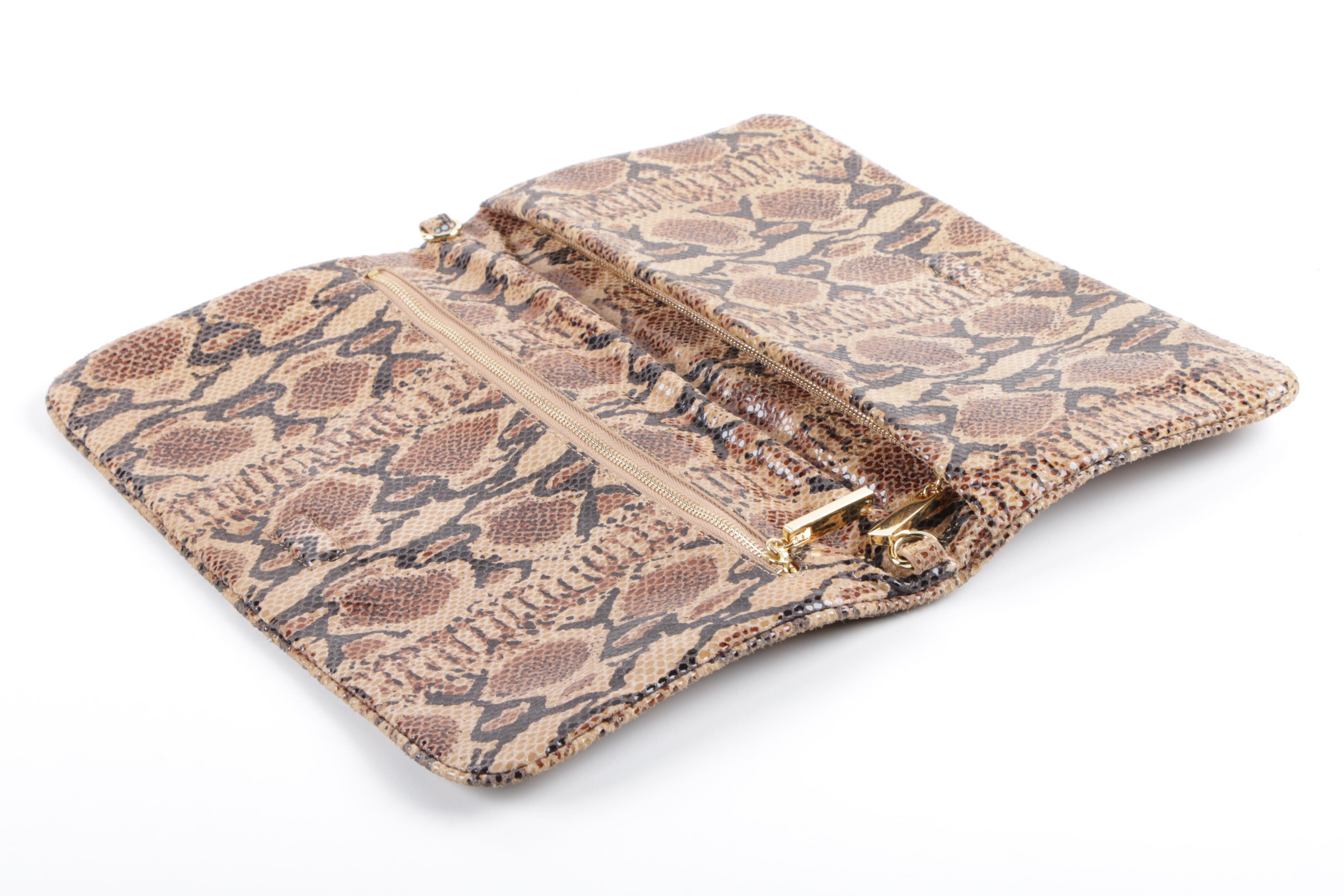 Tory Burch Audra Reva Python Embossed Clutch