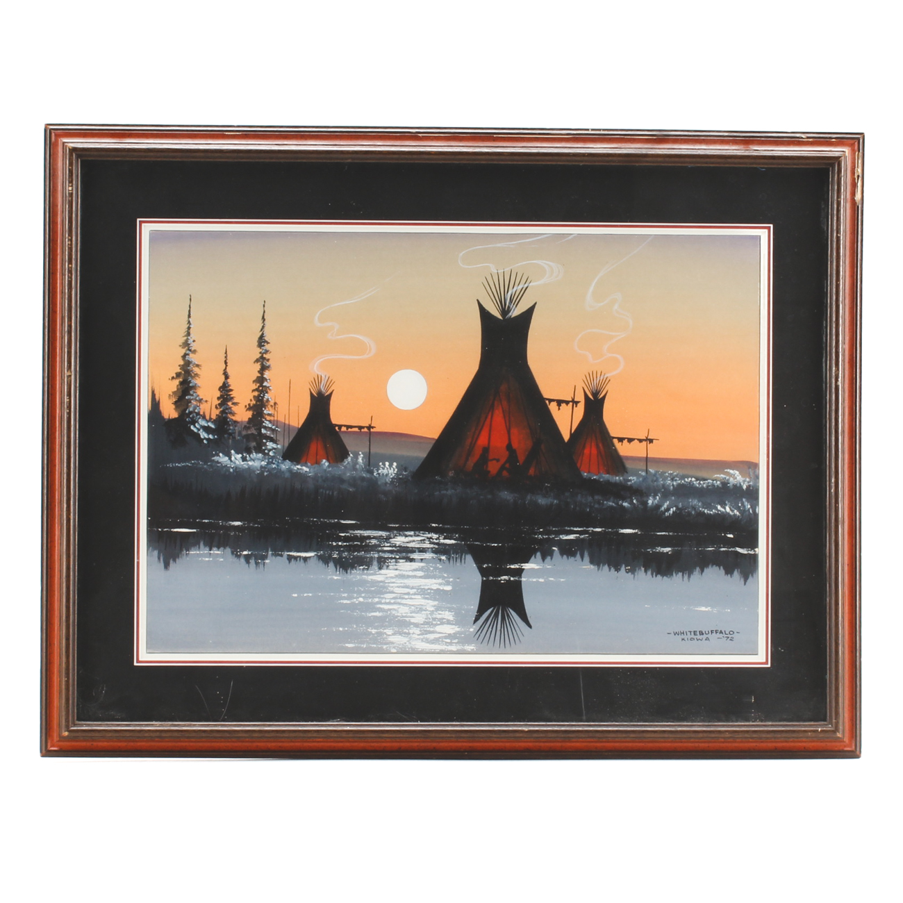 White Buffalo Original Vintage Gouache Painting on Paper "Kiowa"