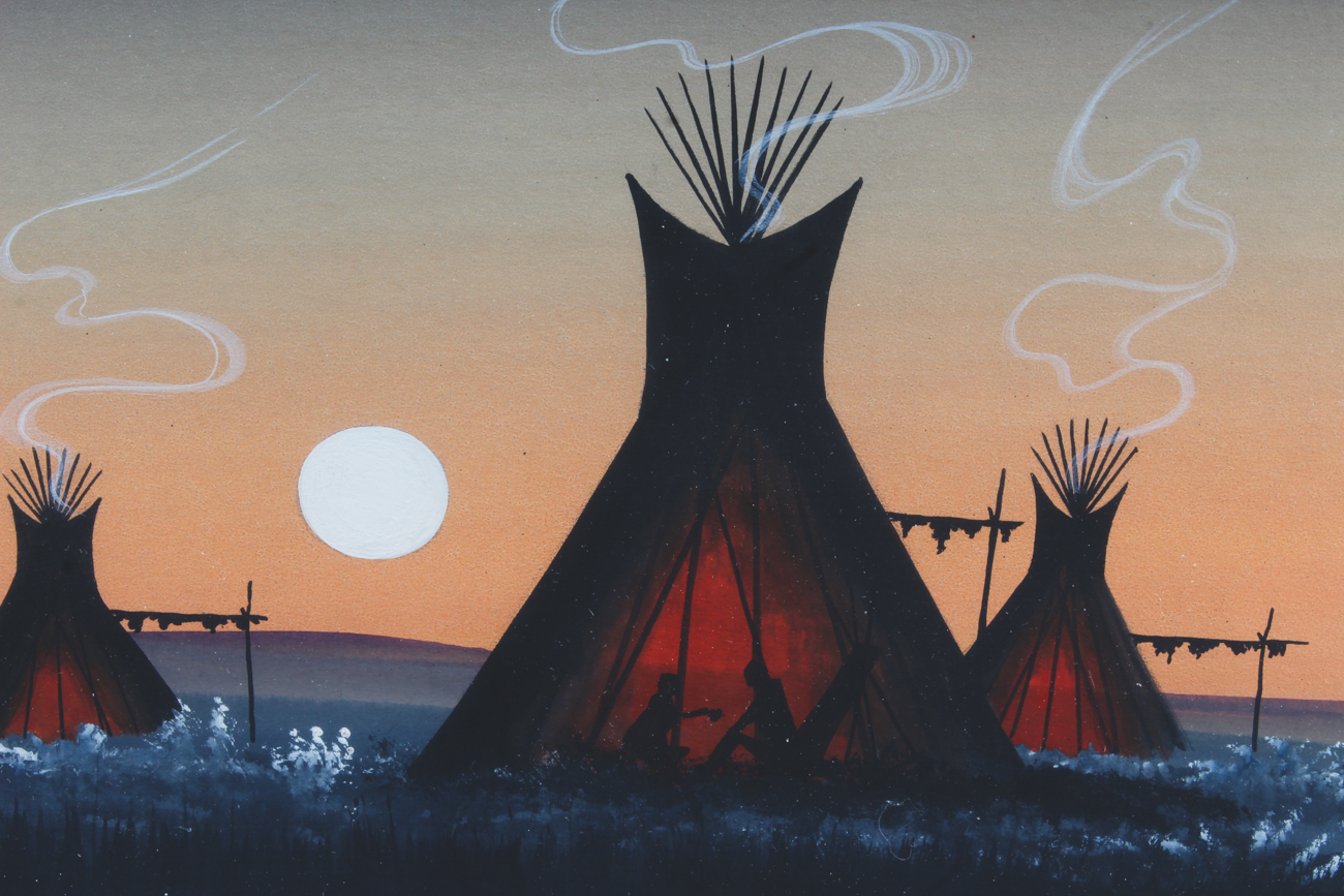 White Buffalo Original Vintage Gouache Painting on Paper "Kiowa"