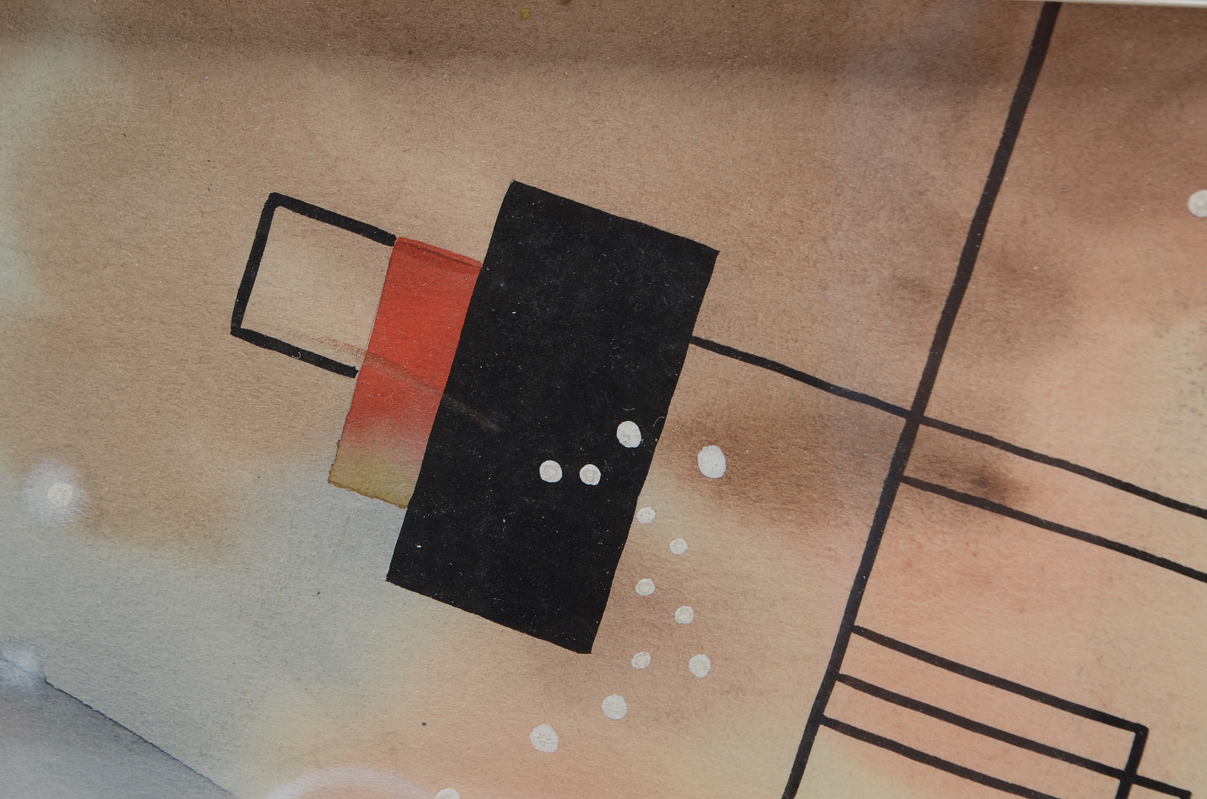 John Monti Mixed Media Painting of Geometric Forms