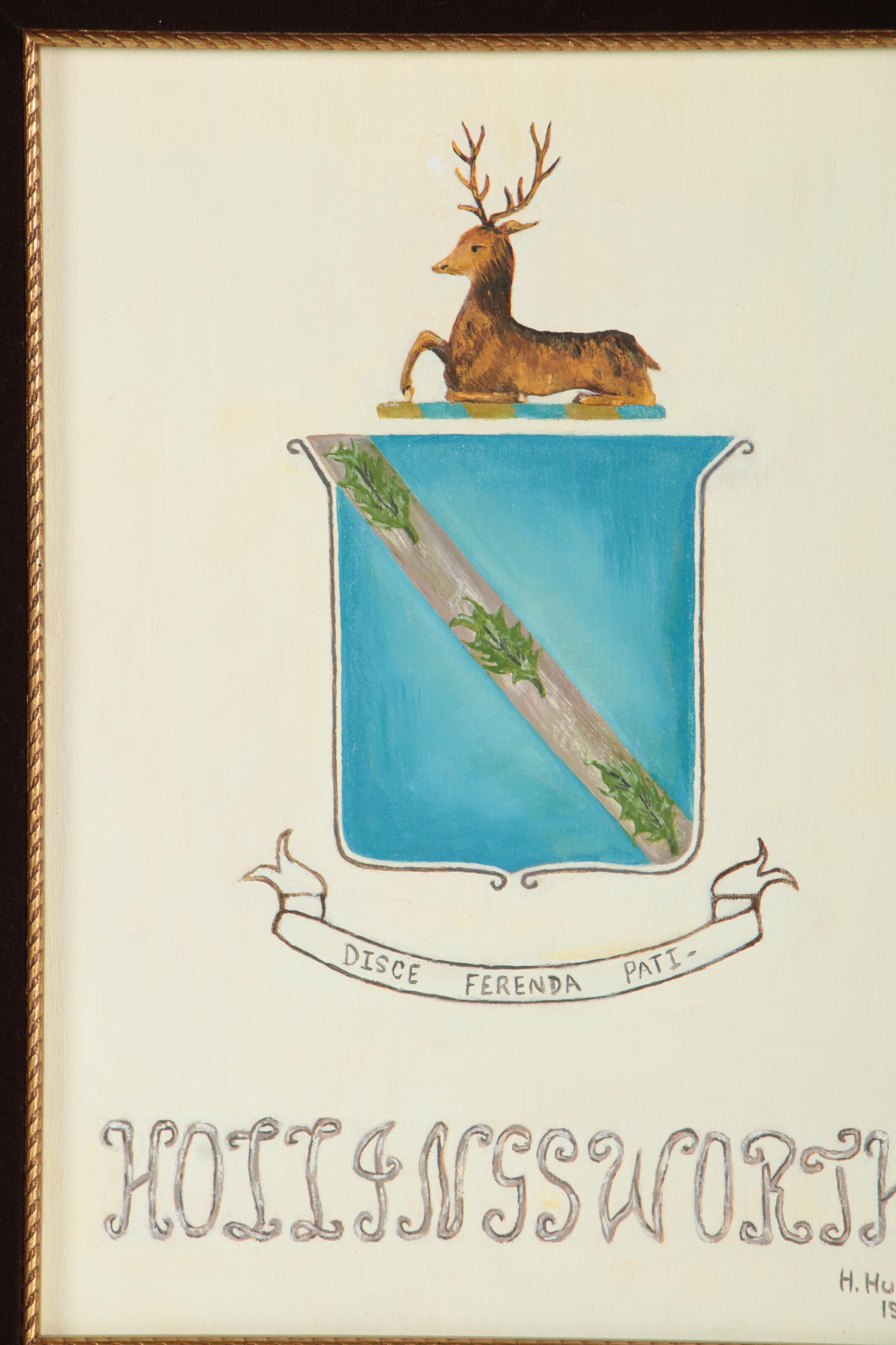 H. Hunt 1980 Oil Painting "Hollingsworth" Armorial