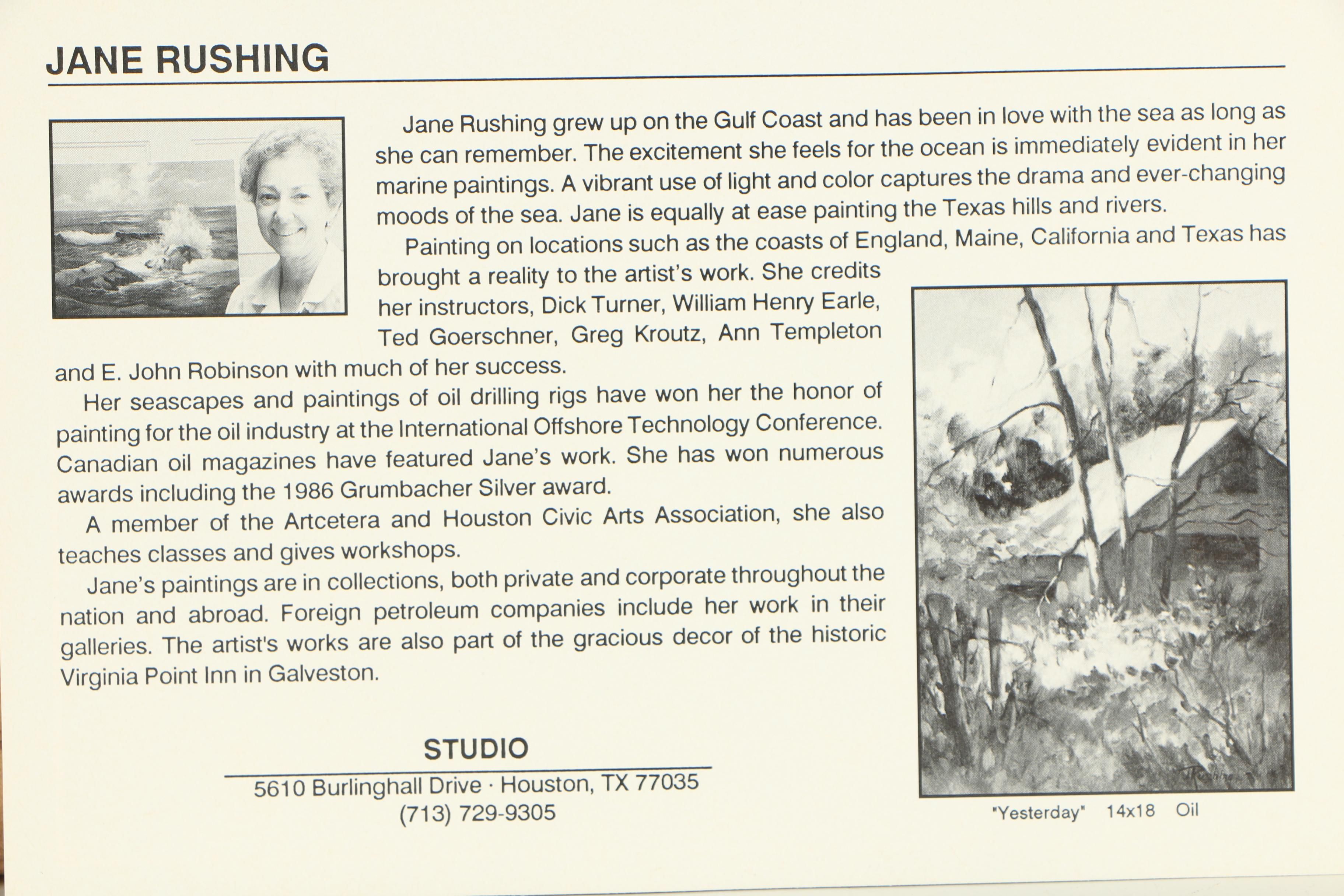 Jane Rushing Oil Landscape on Canvas Painting