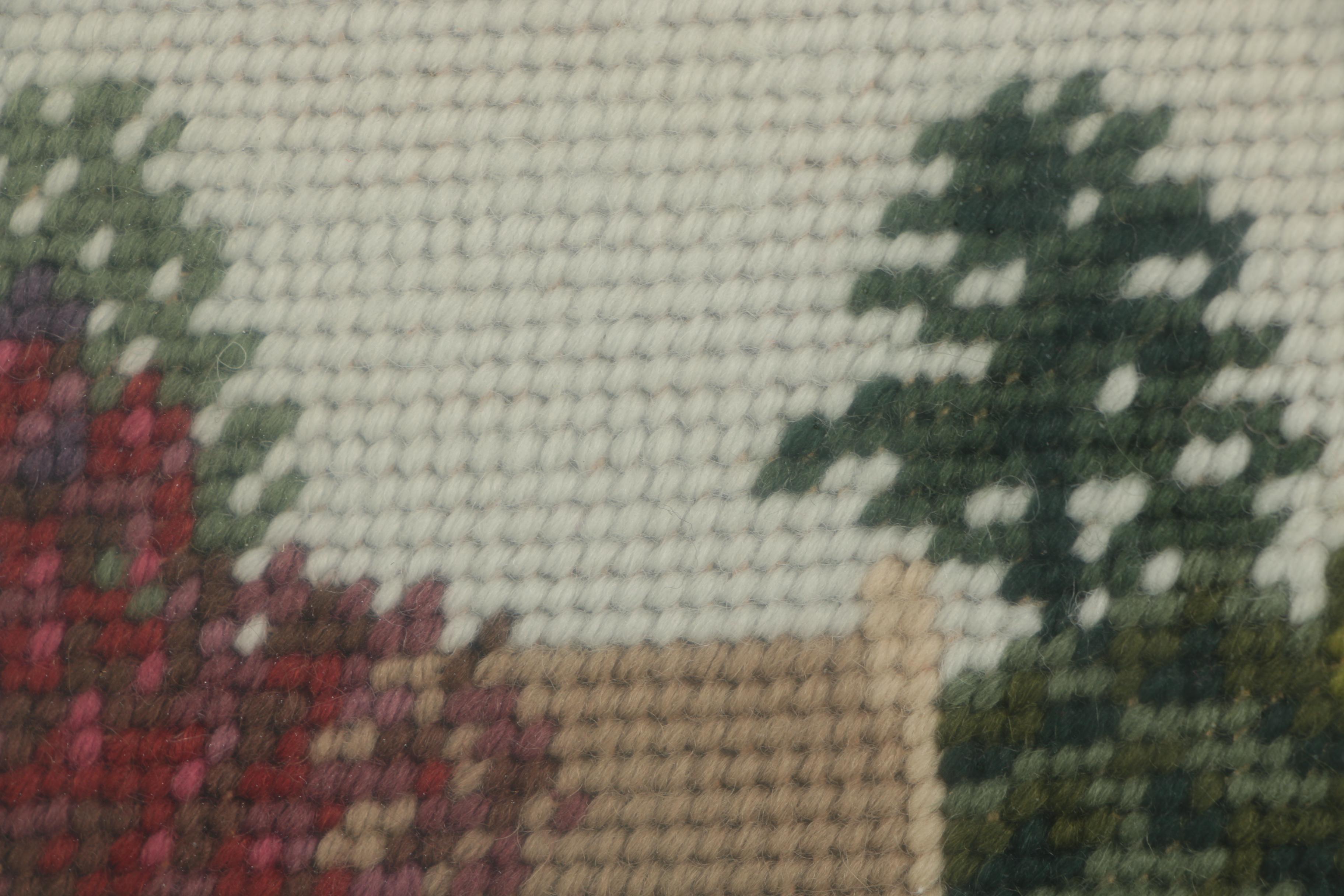Vintage Needlepoint of a Garden Wall