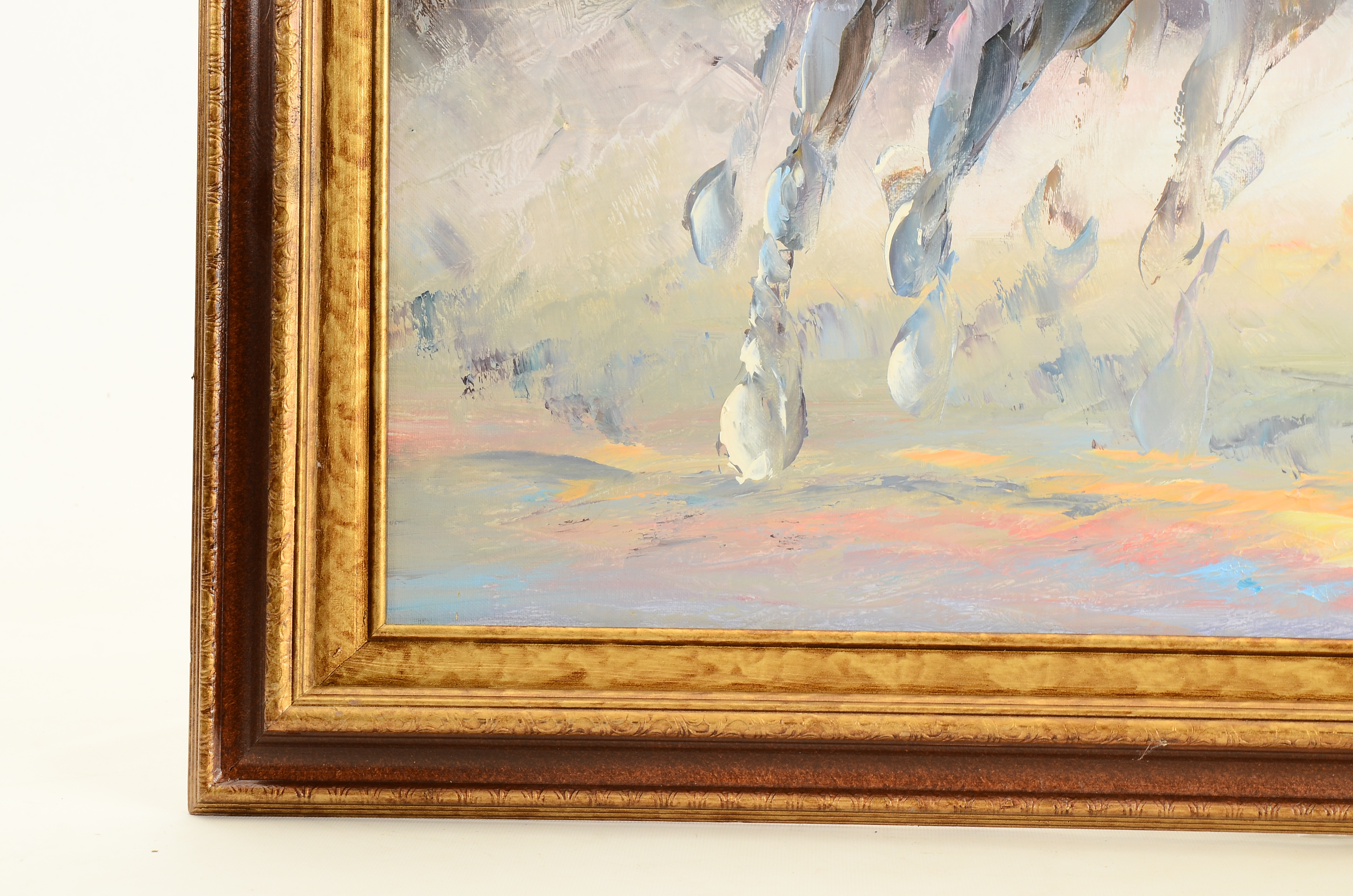 Anthony Veccio Original Oil Painting on Canvas of Horse Race