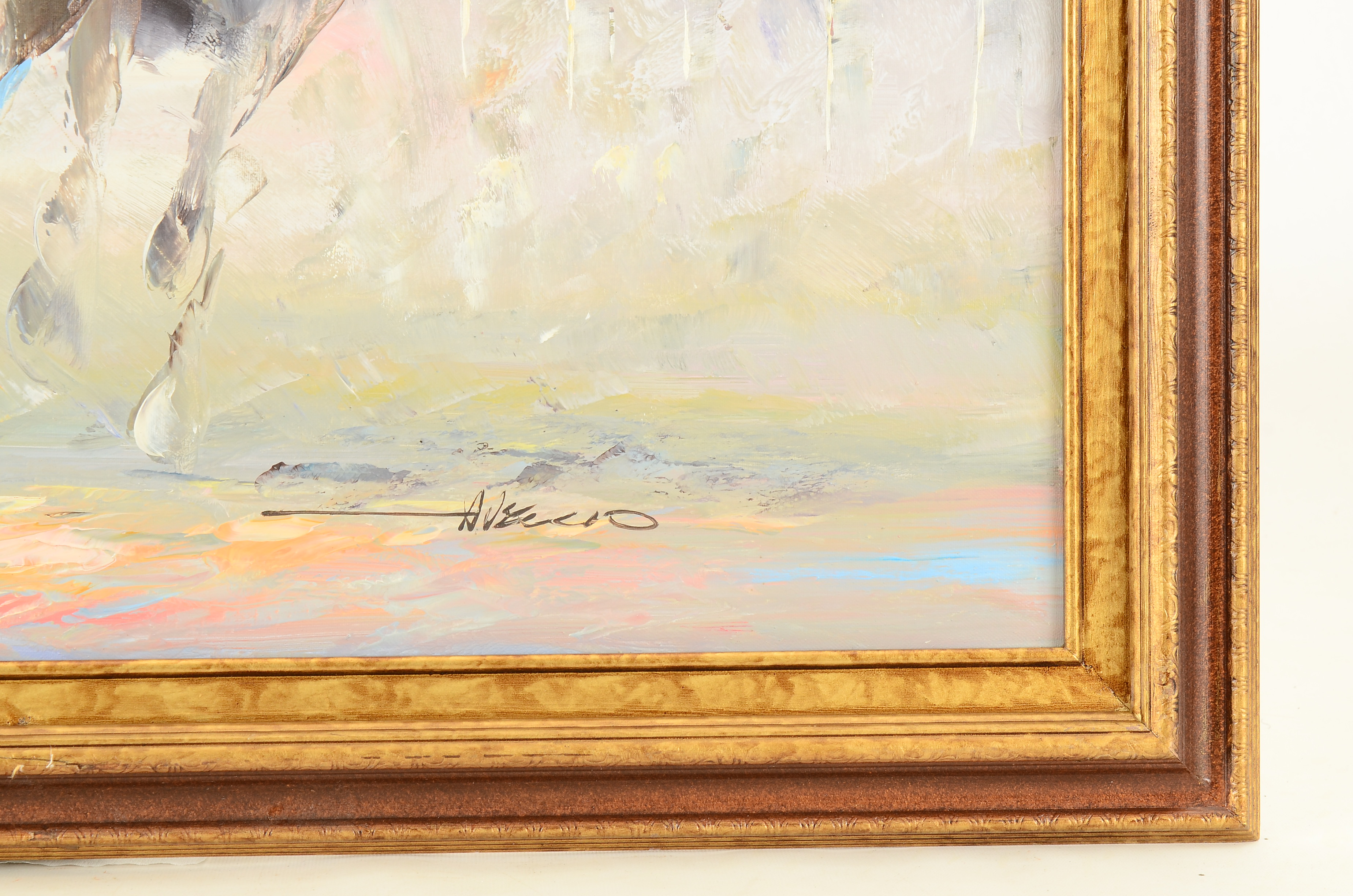 Anthony Veccio Original Oil Painting on Canvas of Horse Race