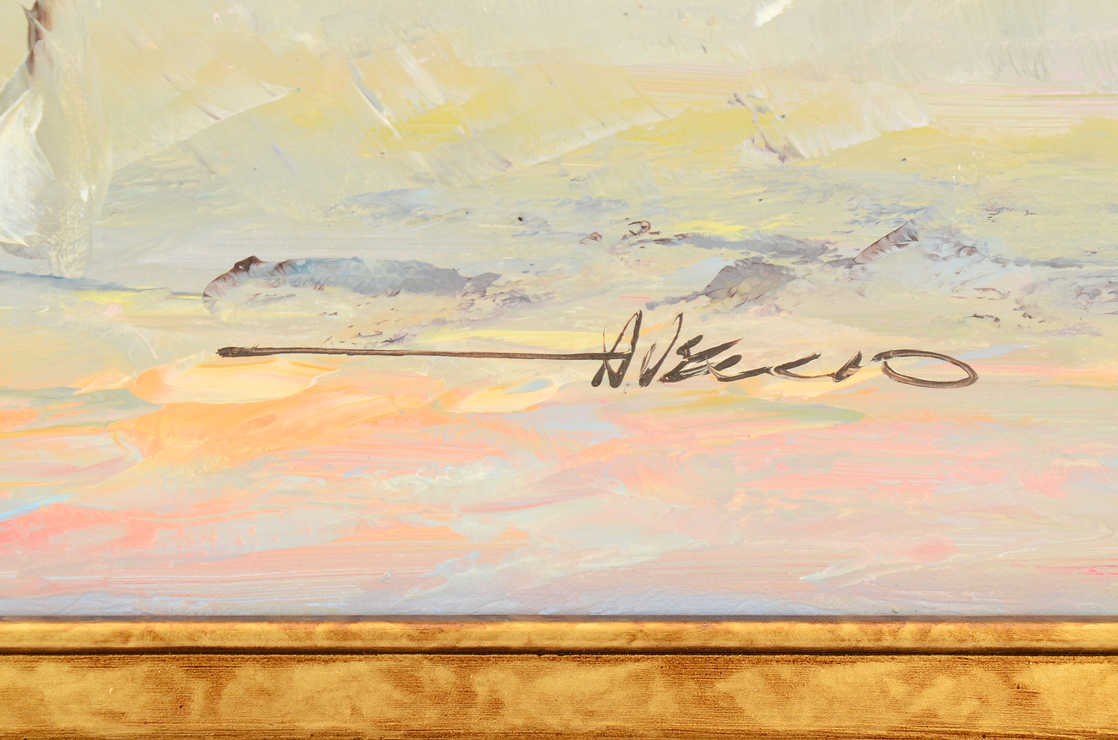 Anthony Veccio Original Oil Painting on Canvas of Horse Race