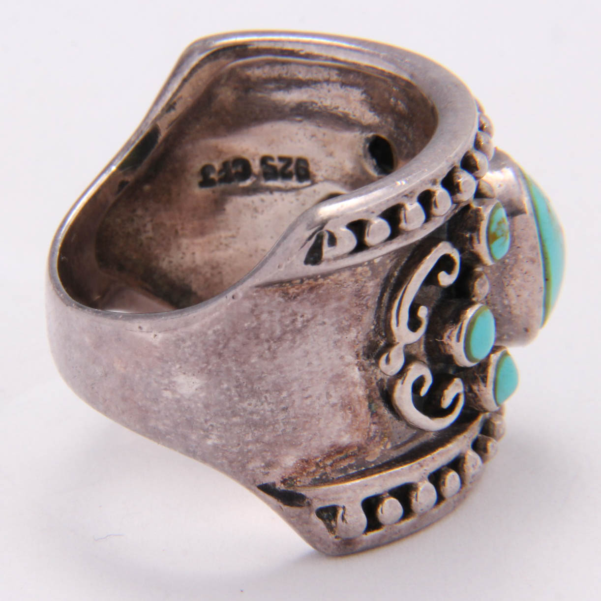 Sterling Silver Ring with Imitation Turquoise