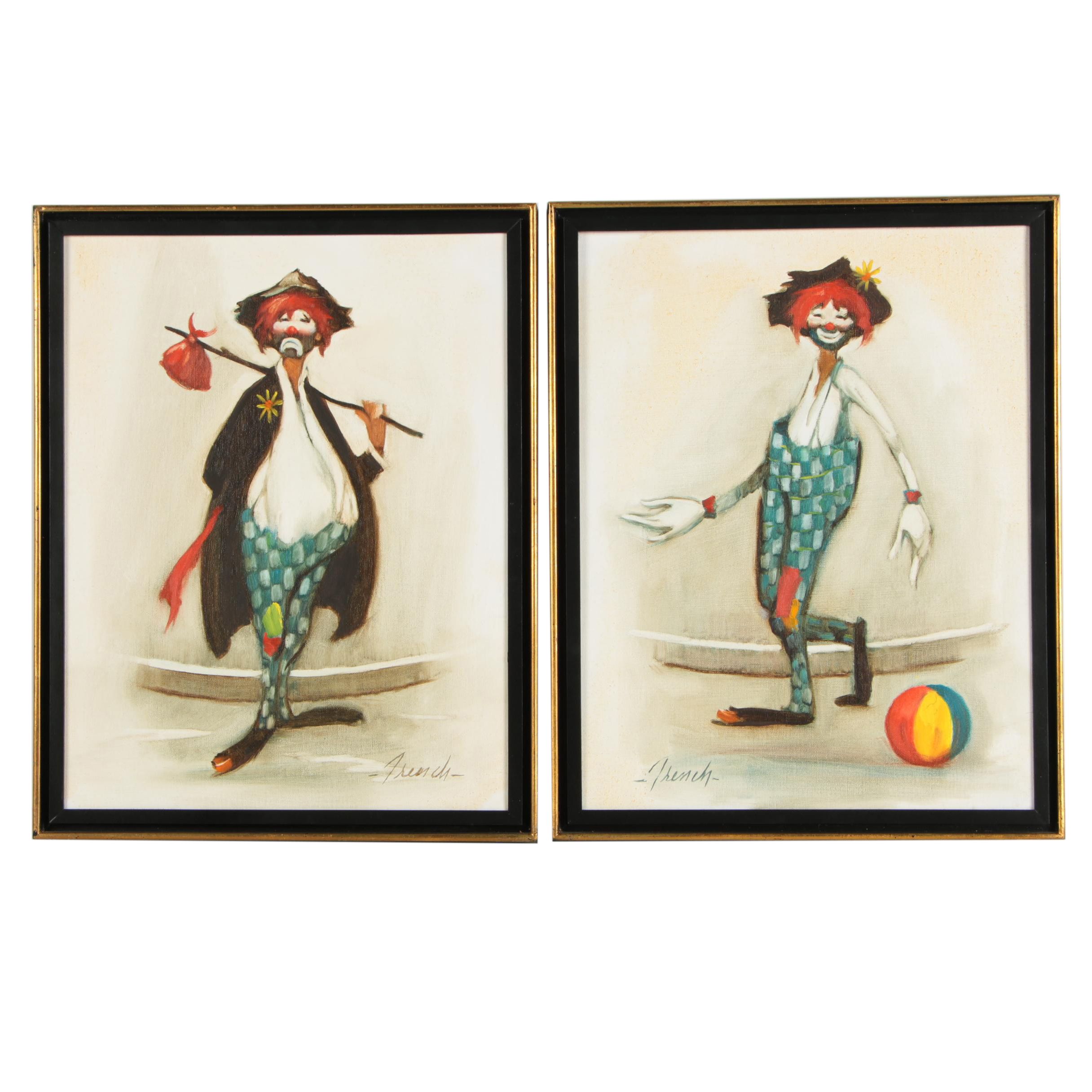 French Oil Paintings Of Clowns