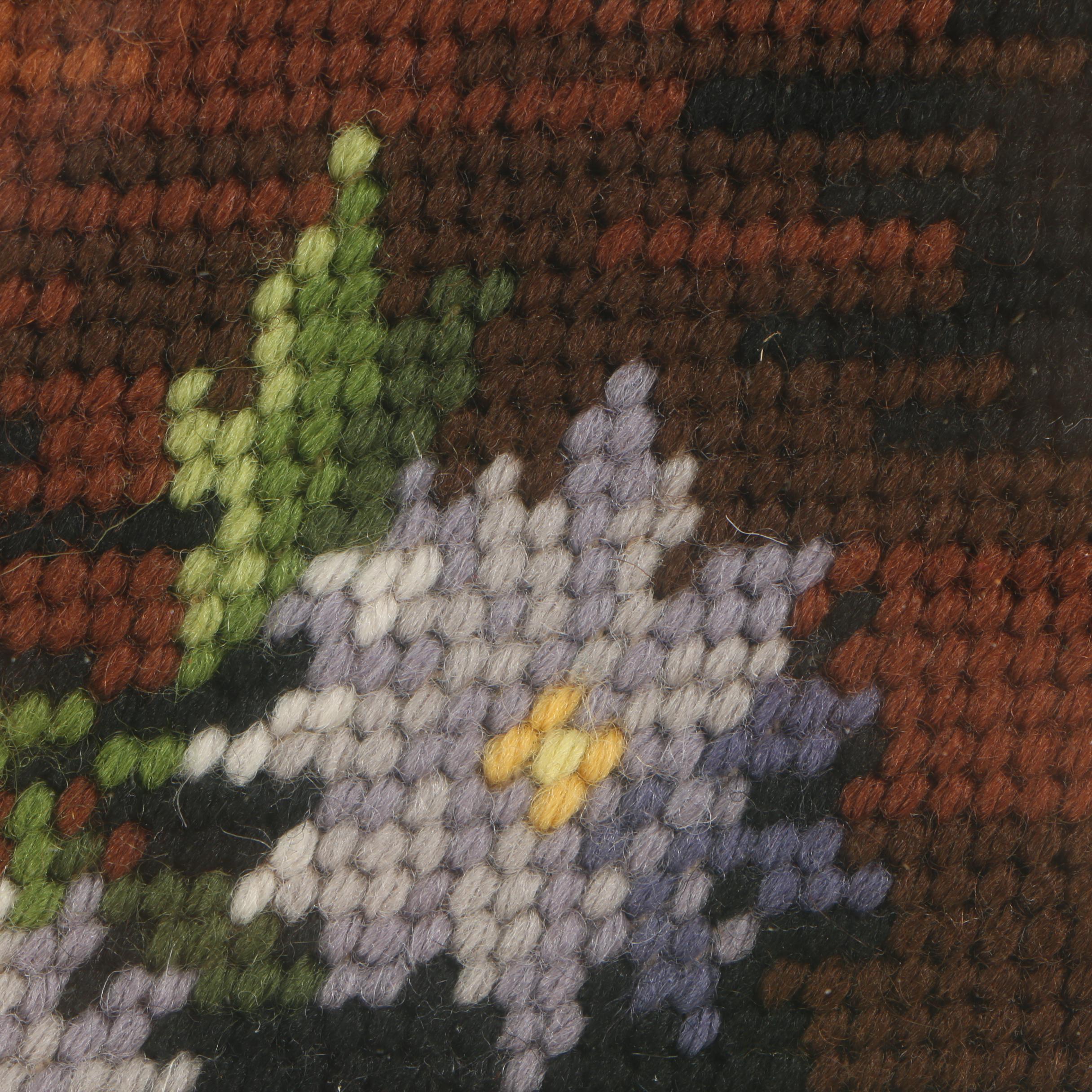 Needlepoint of a Vase of Flowers
