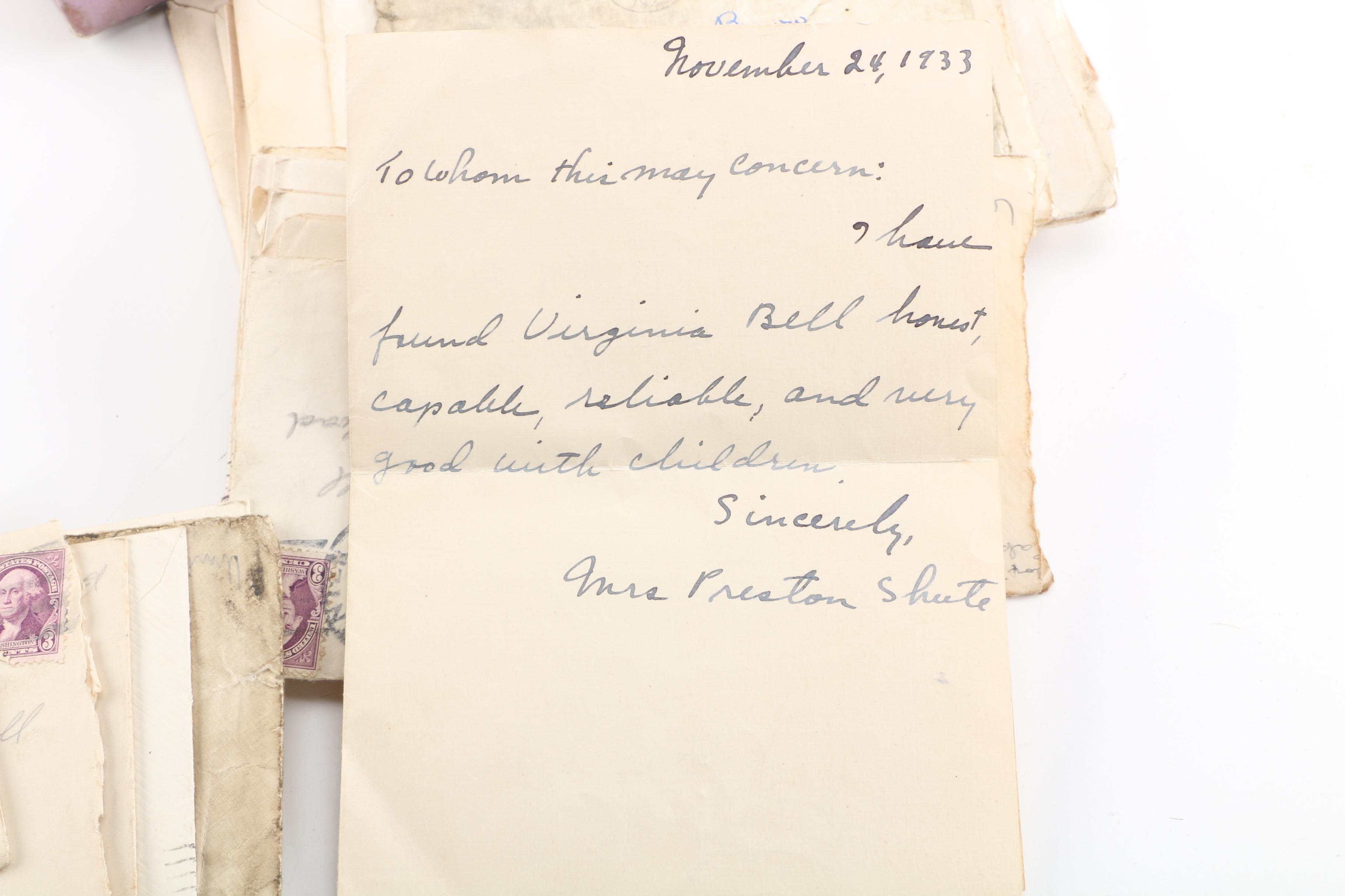 1930s Handwritten Letters With Envelopes and Cancelled Stamps