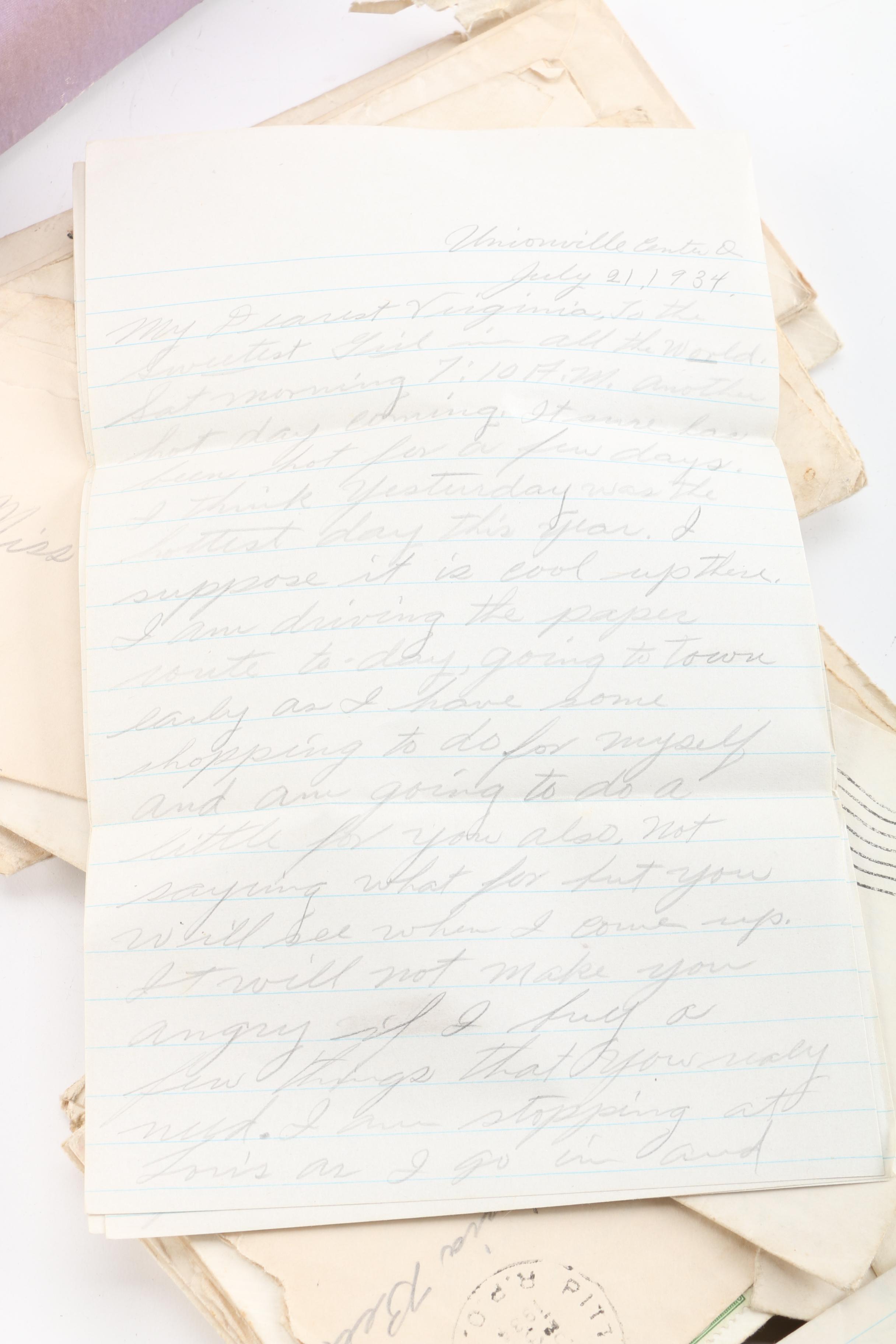 1930s Handwritten Letters With Envelopes and Cancelled Stamps