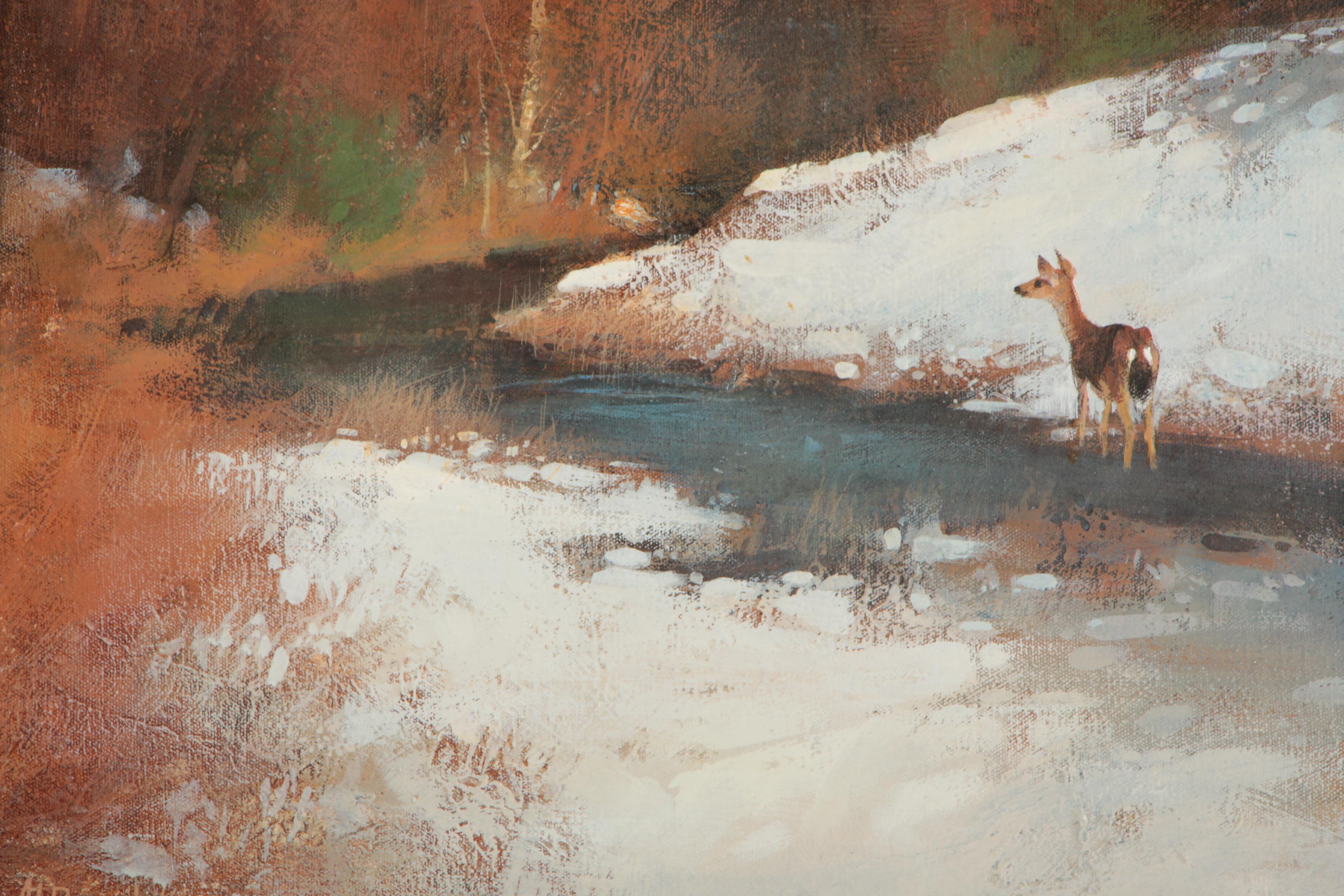 Al Brouillette Oil Landscape Painting on Canvas "Cedar Creek"