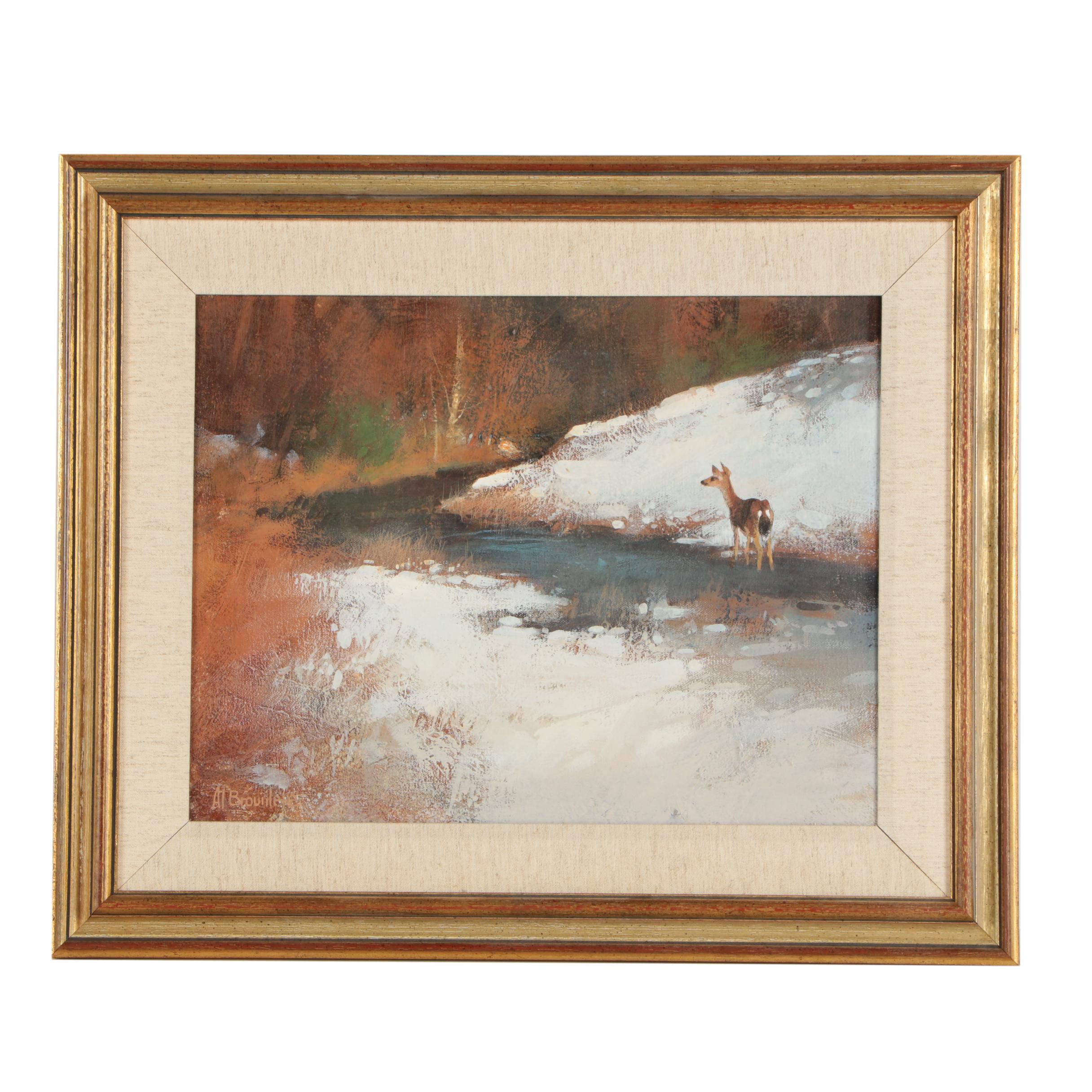 Al Brouillette Oil Landscape Painting on Canvas "Cedar Creek"