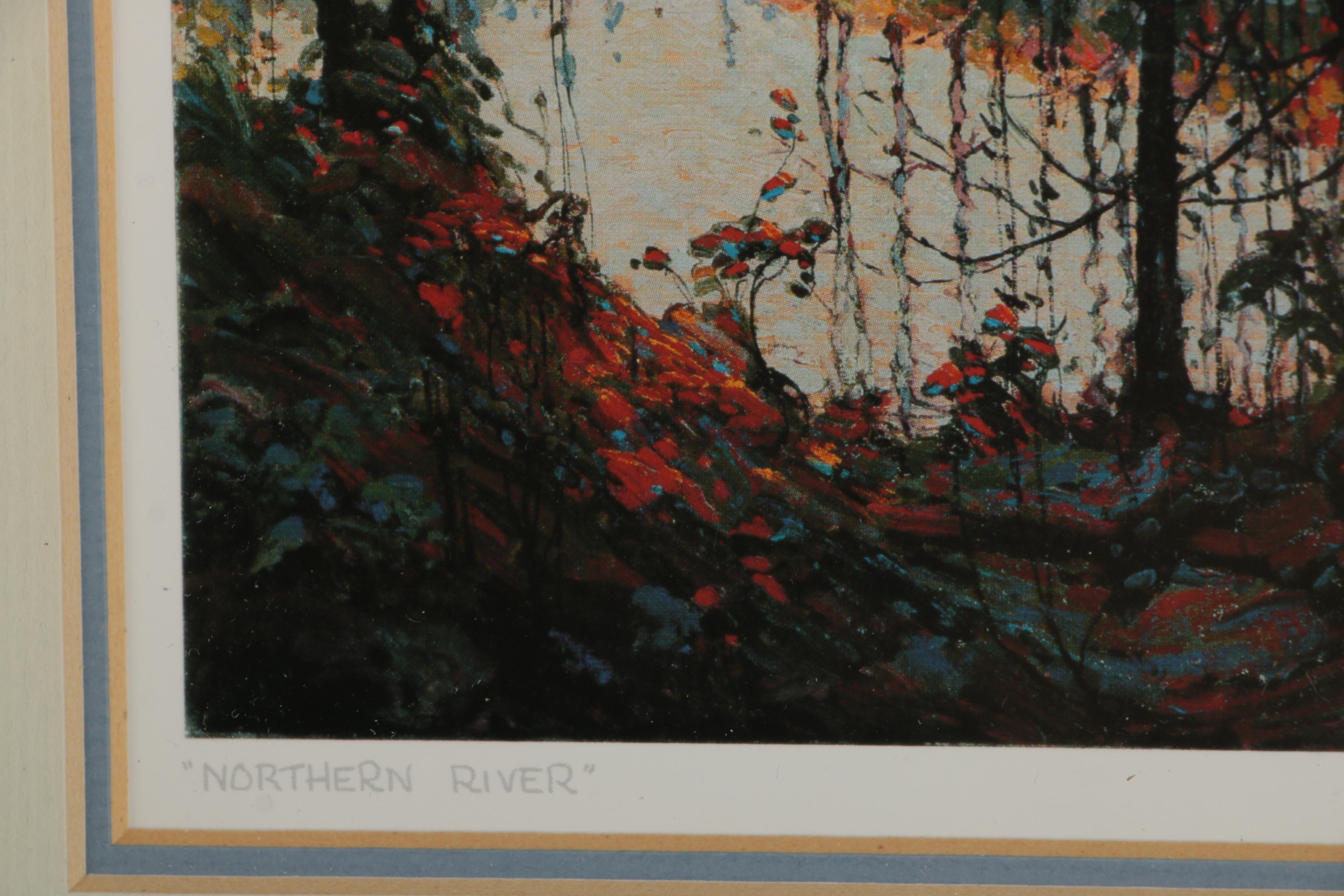 After Tom Thomson Offset Lithograph Print "Northern River"