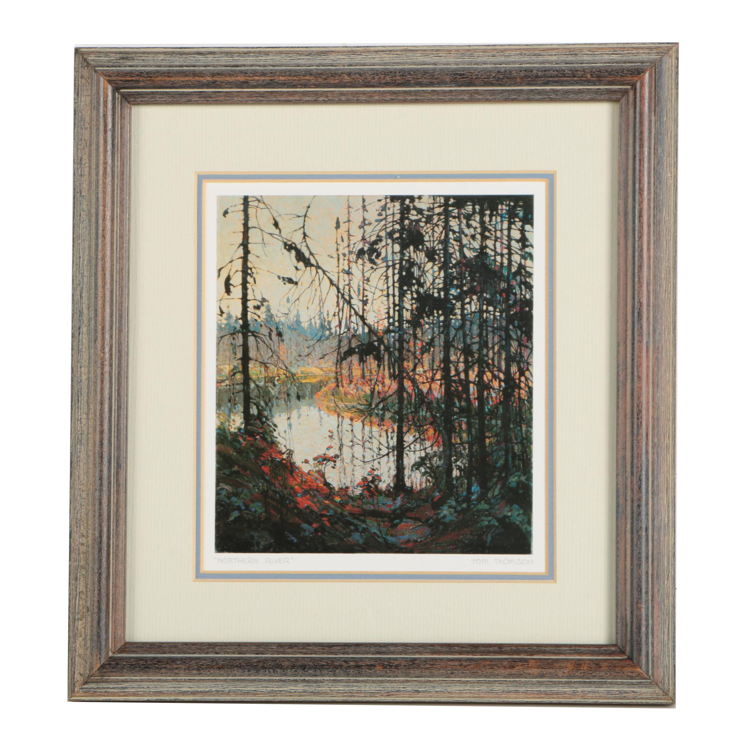 After Tom Thomson Offset Lithograph Print "Northern River"