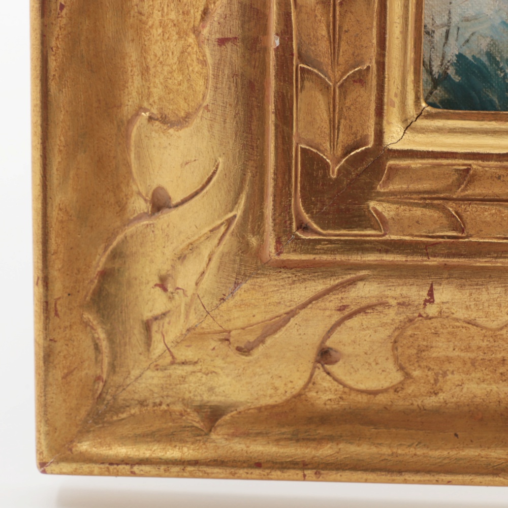 Henry Gasser Oil Painting on Canvas Board Winter Townscape