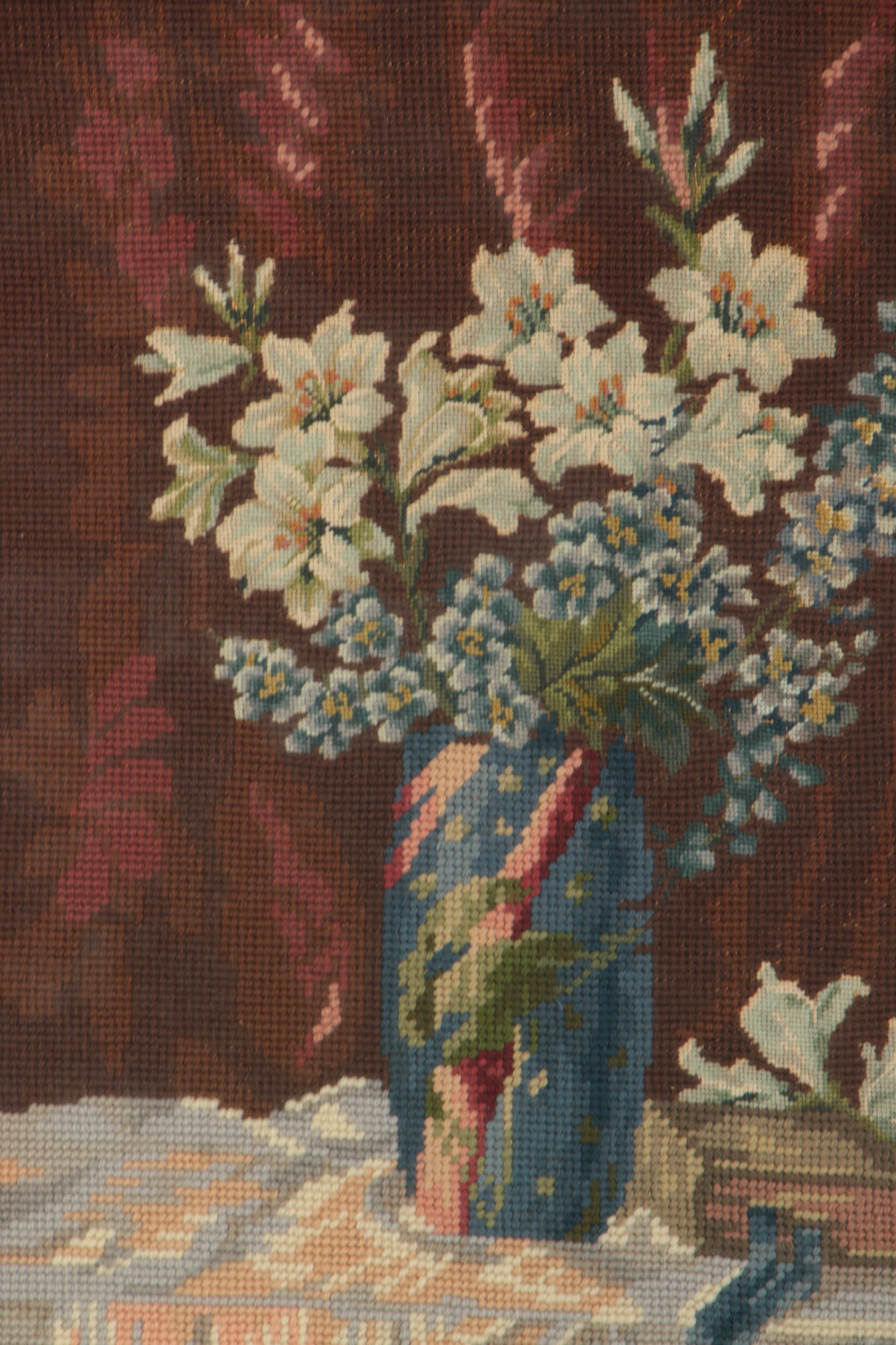 Vintage Needlepoint of a Floral Still Life