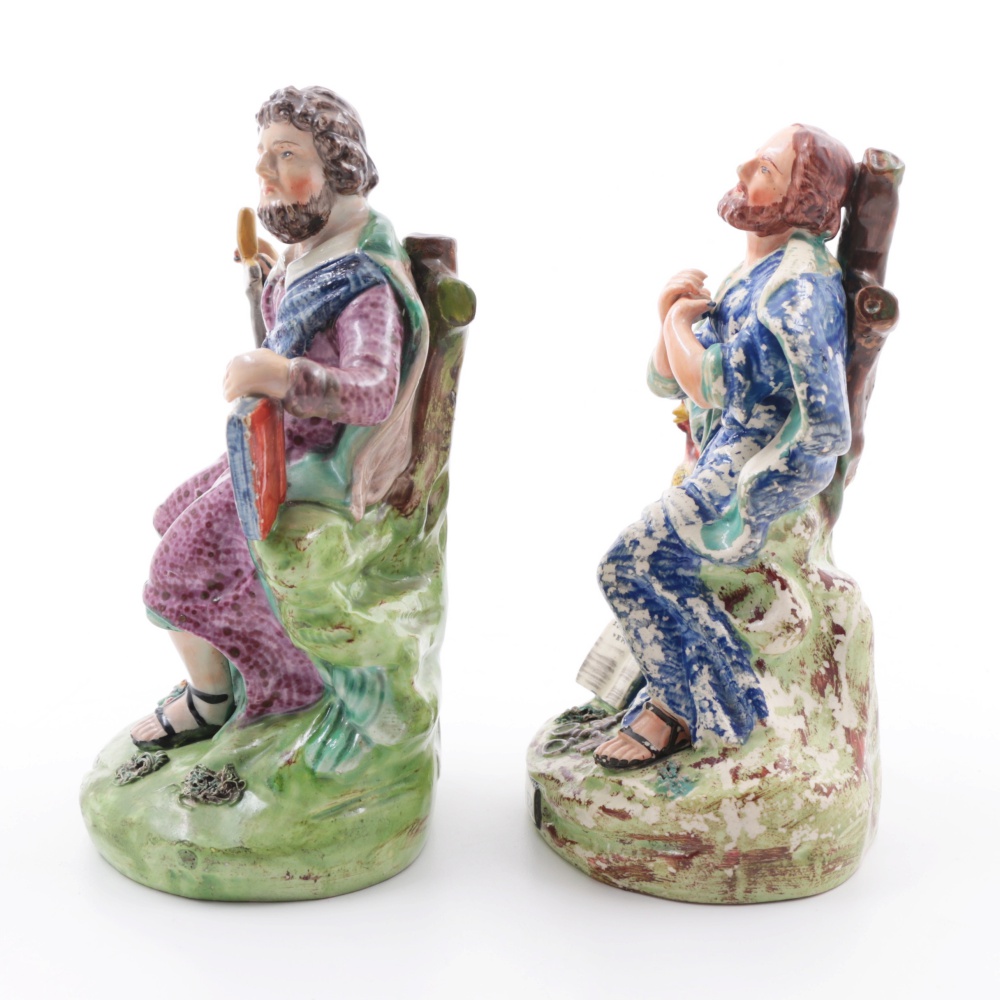 Early Staffordshire "St. Peter" and "St. Paul" Figures, Marked Walton