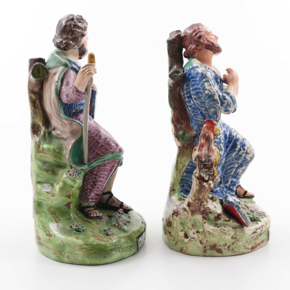 Early Staffordshire "St. Peter" and "St. Paul" Figures, Marked Walton