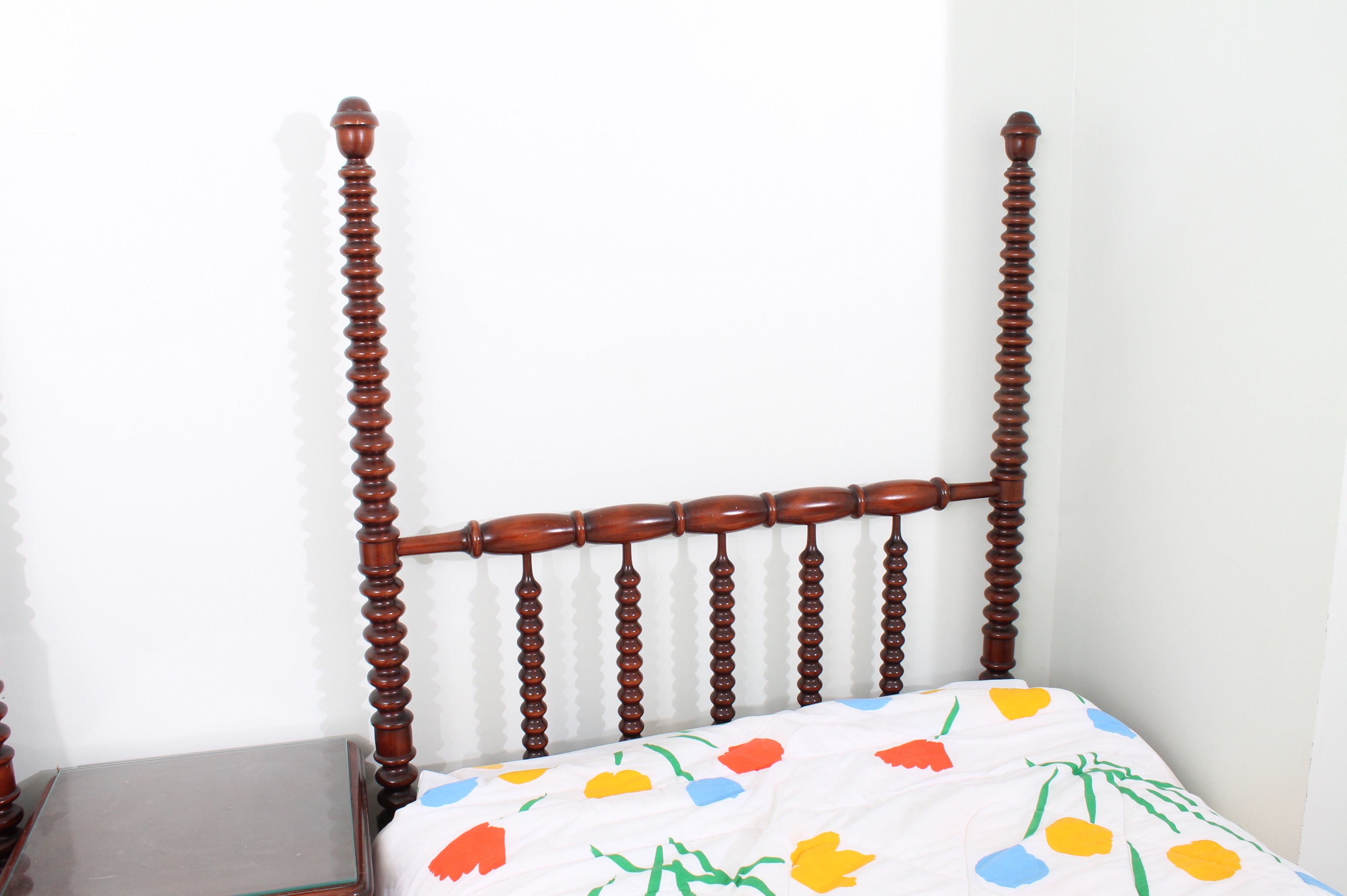 Vintage Wheeler-Okell Co. Cherry Veneer Twin Beds and Nightstand