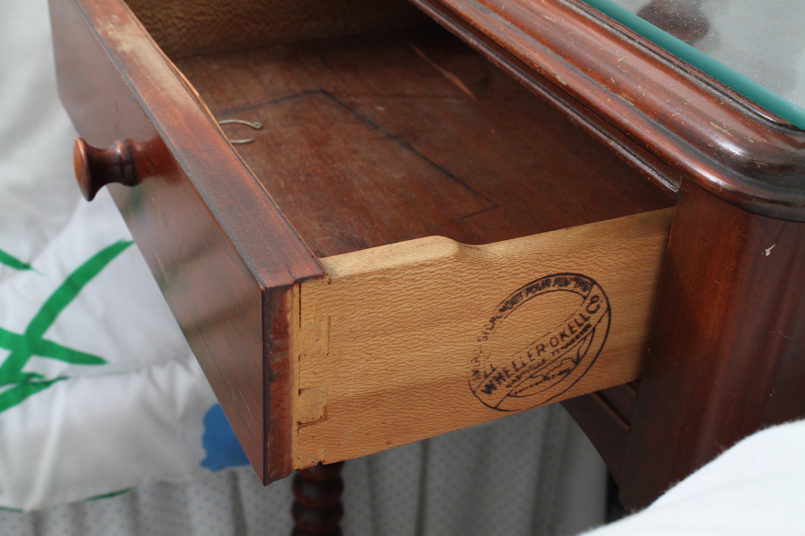 Vintage Wheeler-Okell Co. Cherry Veneer Twin Beds and Nightstand