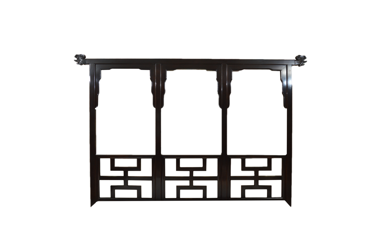 Black Lacquered Chinese Inspired King Size Headboard