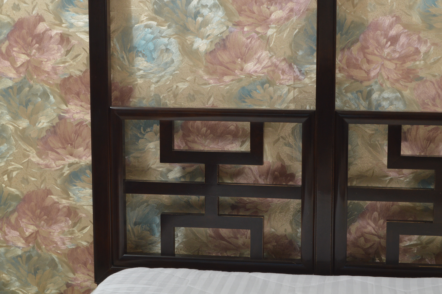 Black Lacquered Chinese Inspired King Size Headboard