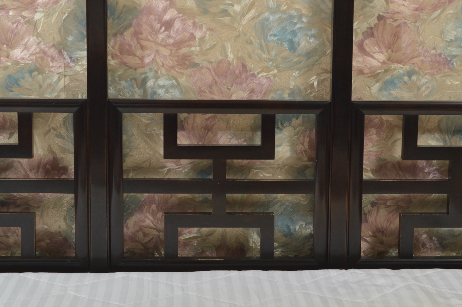 Black Lacquered Chinese Inspired King Size Headboard