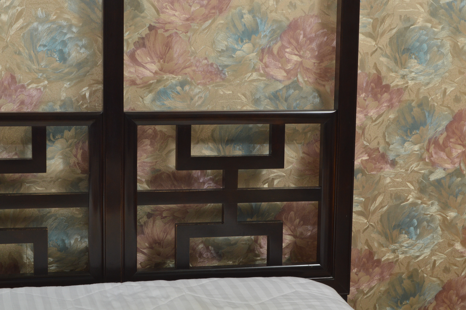 Black Lacquered Chinese Inspired King Size Headboard