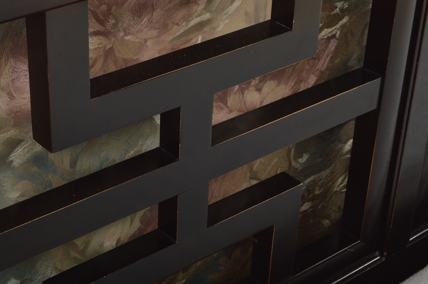 Black Lacquered Chinese Inspired King Size Headboard