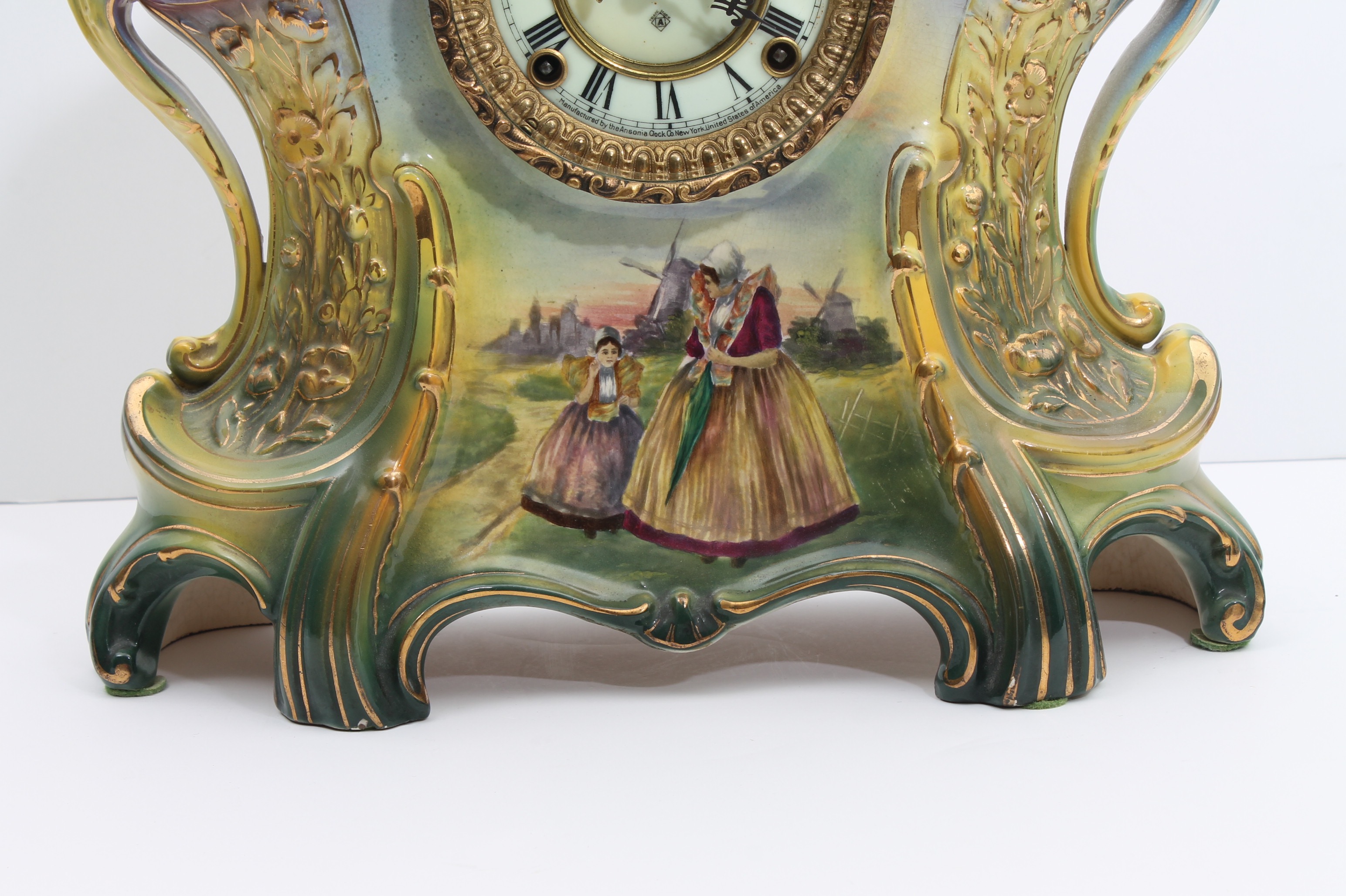 Antique Ansonia "La Layon" Porcelain Mantle Clock