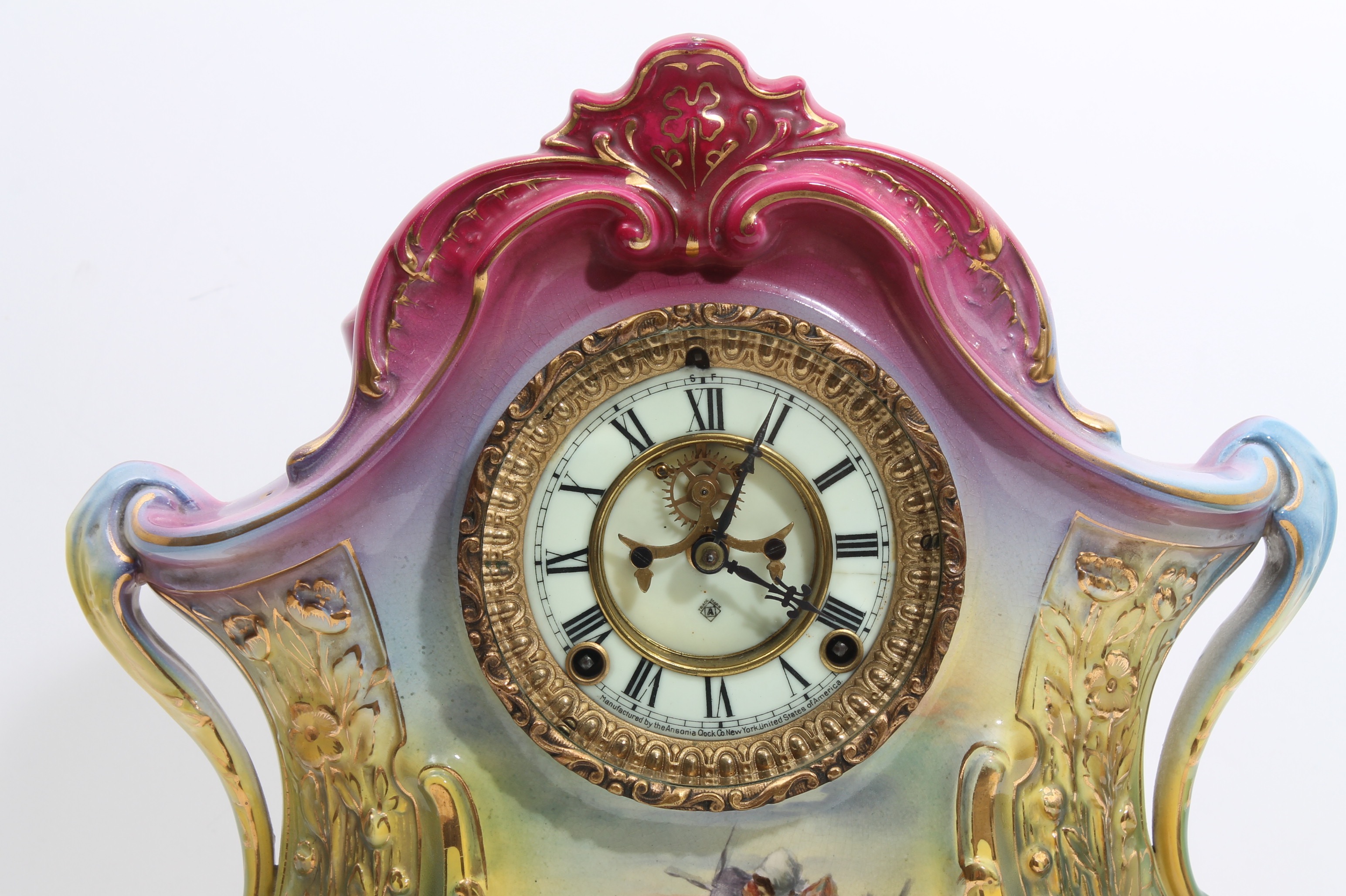 Antique Ansonia "La Layon" Porcelain Mantle Clock