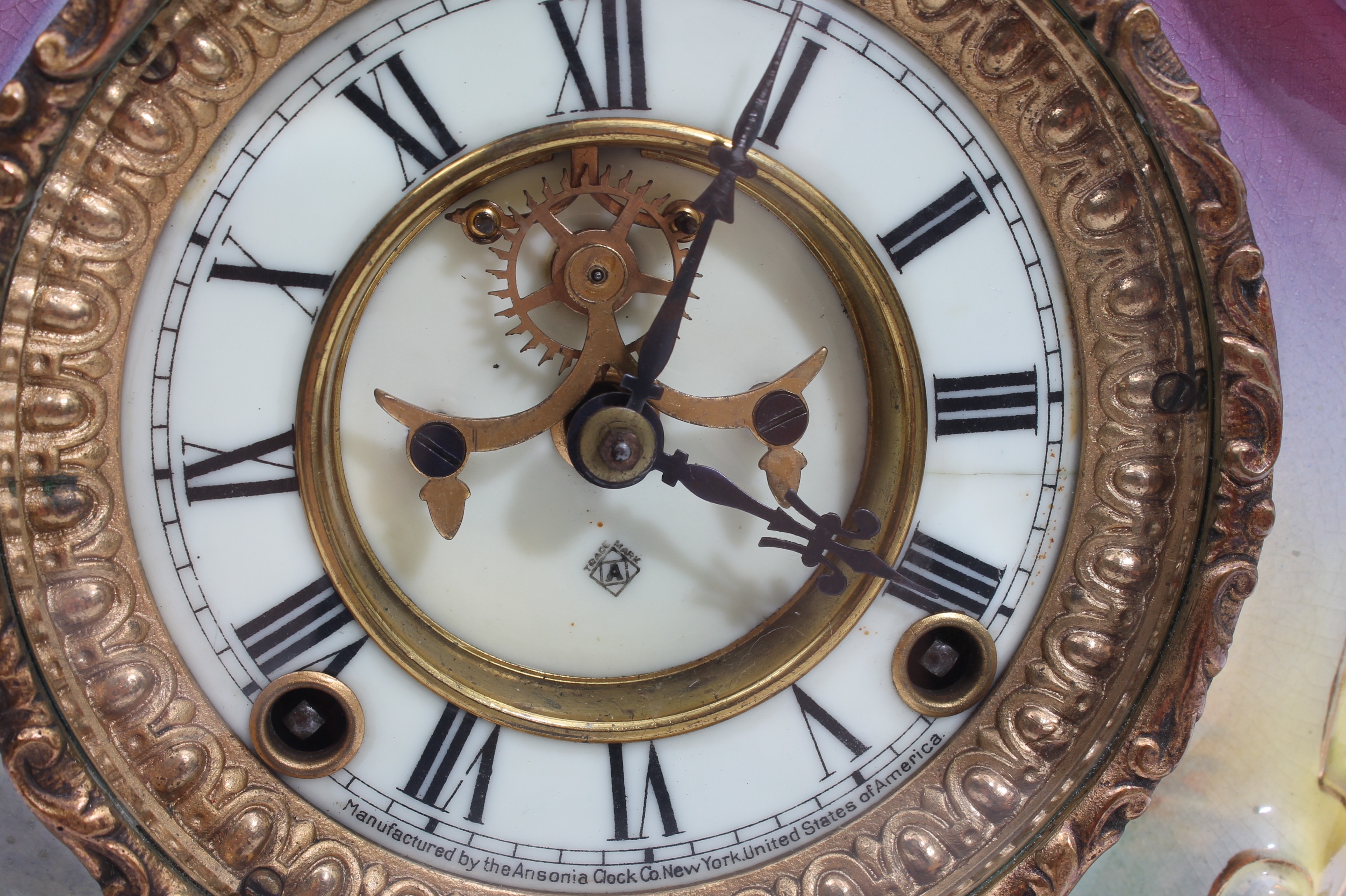 Antique Ansonia "La Layon" Porcelain Mantle Clock